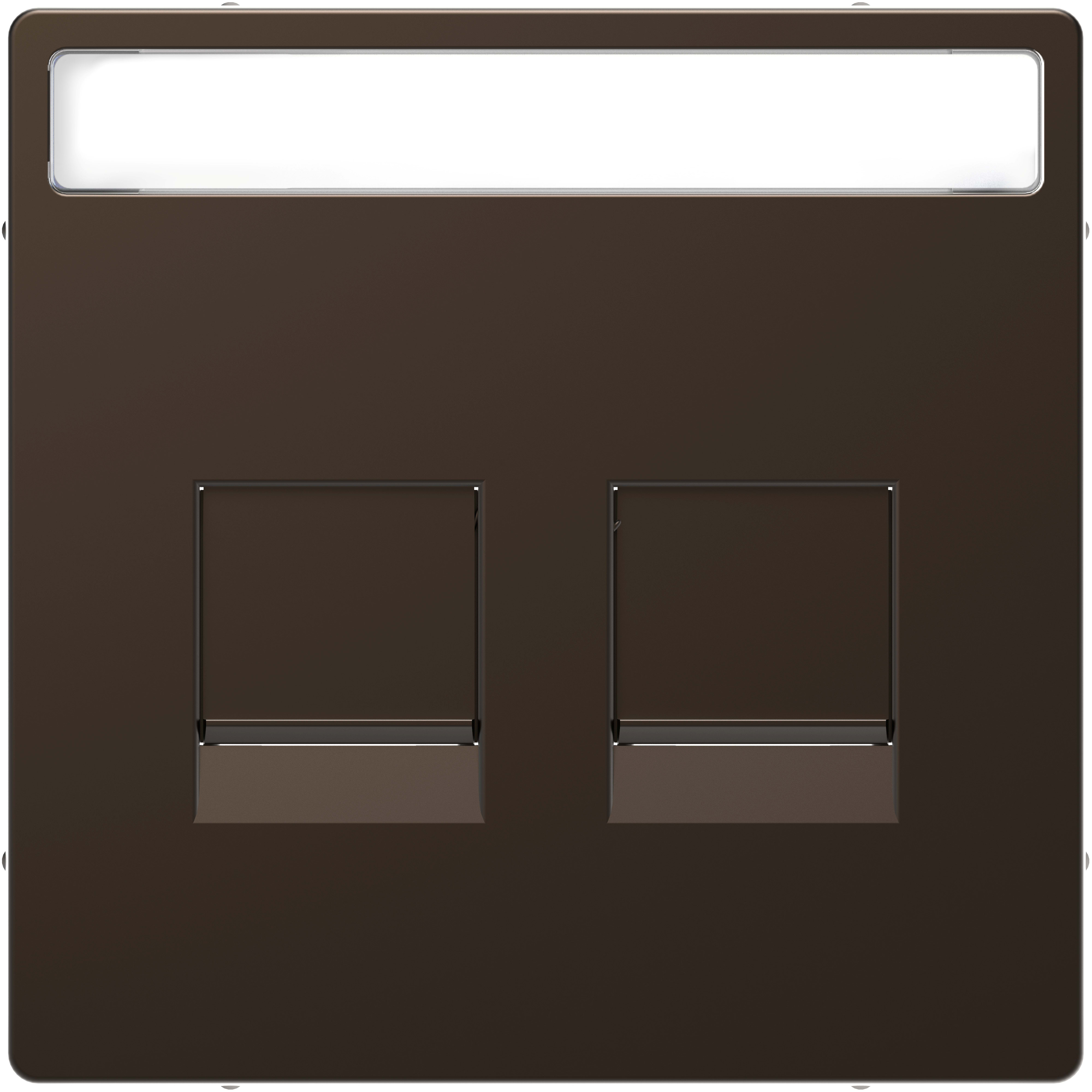 SCHNEIDER ELECTRIC - Piastra conn mod, 2 slot, etich, serr antipolvere, moka, System Design