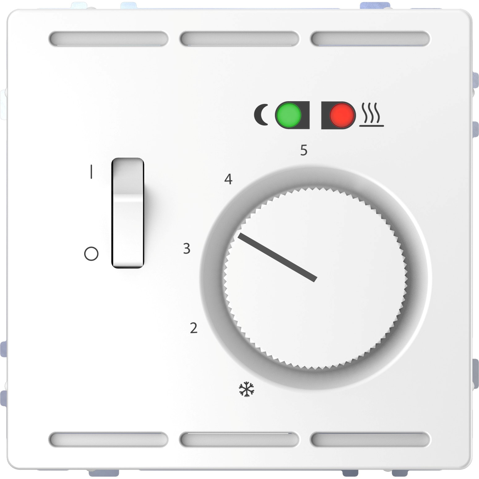 SCHNEIDER ELECTRIC - Termostato 230V con interruttore e piastra centrale, bianco loto, System Desing