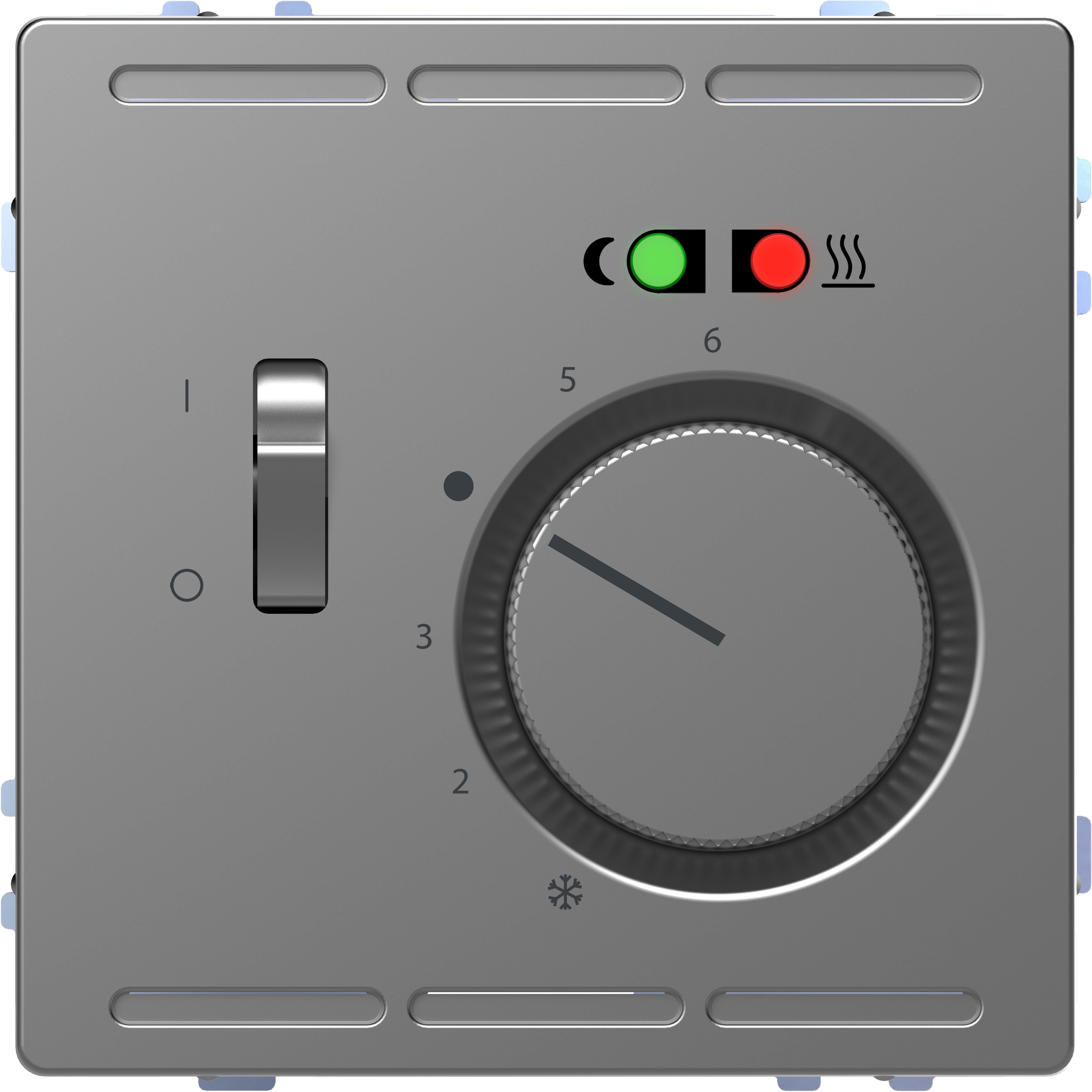 SCHNEIDER ELECTRIC - Termostato 230V con interruttore e piastra centrale, acciaio, System Desing