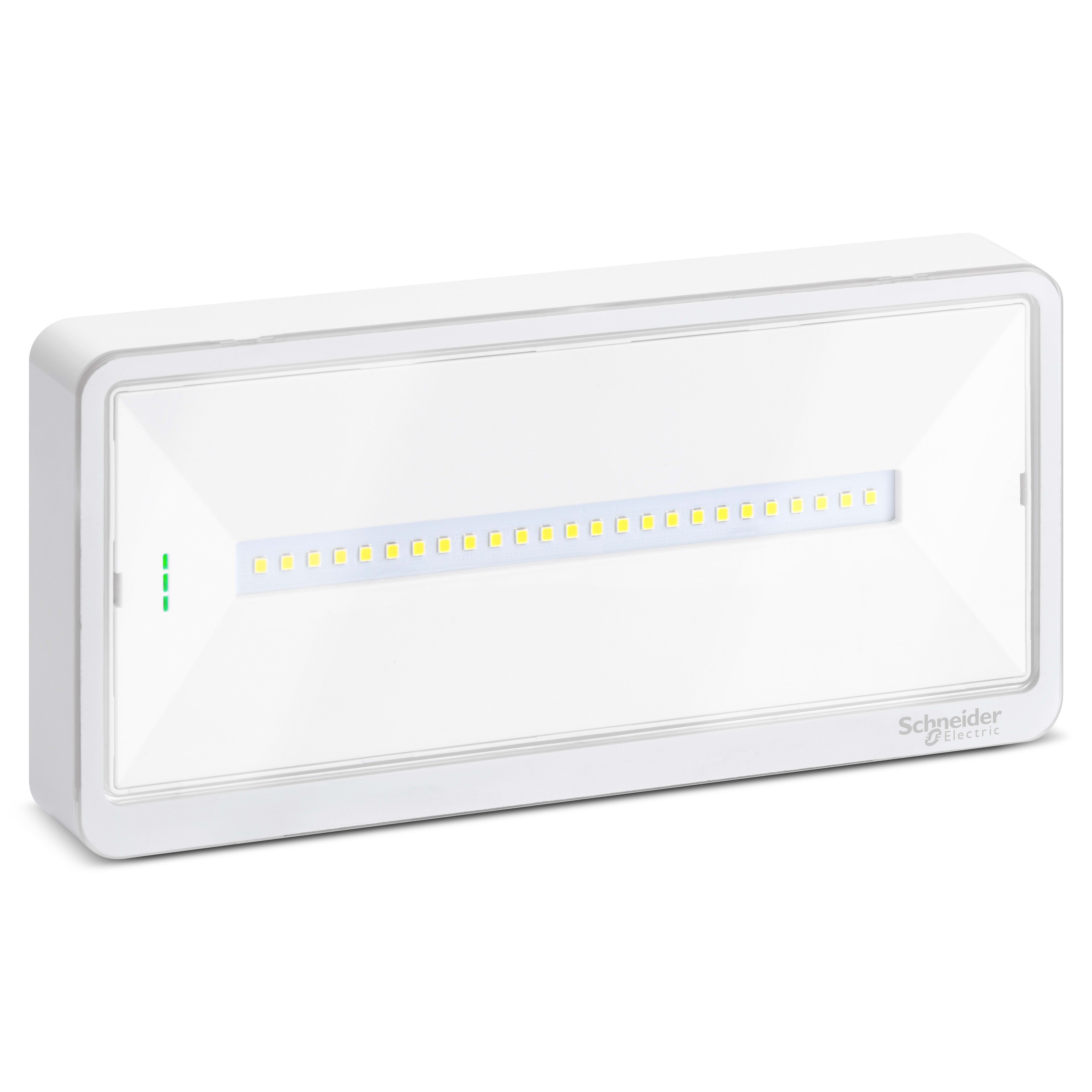 SCHNEIDER ELECTRIC - Exiway Light, IP65, Autoalimentato Autodiagnosi Activa, SE-SA, 110-90-70-50 lm SE, 70lm SA, 1-1,5-2-3h, illuminazione di sicurezza