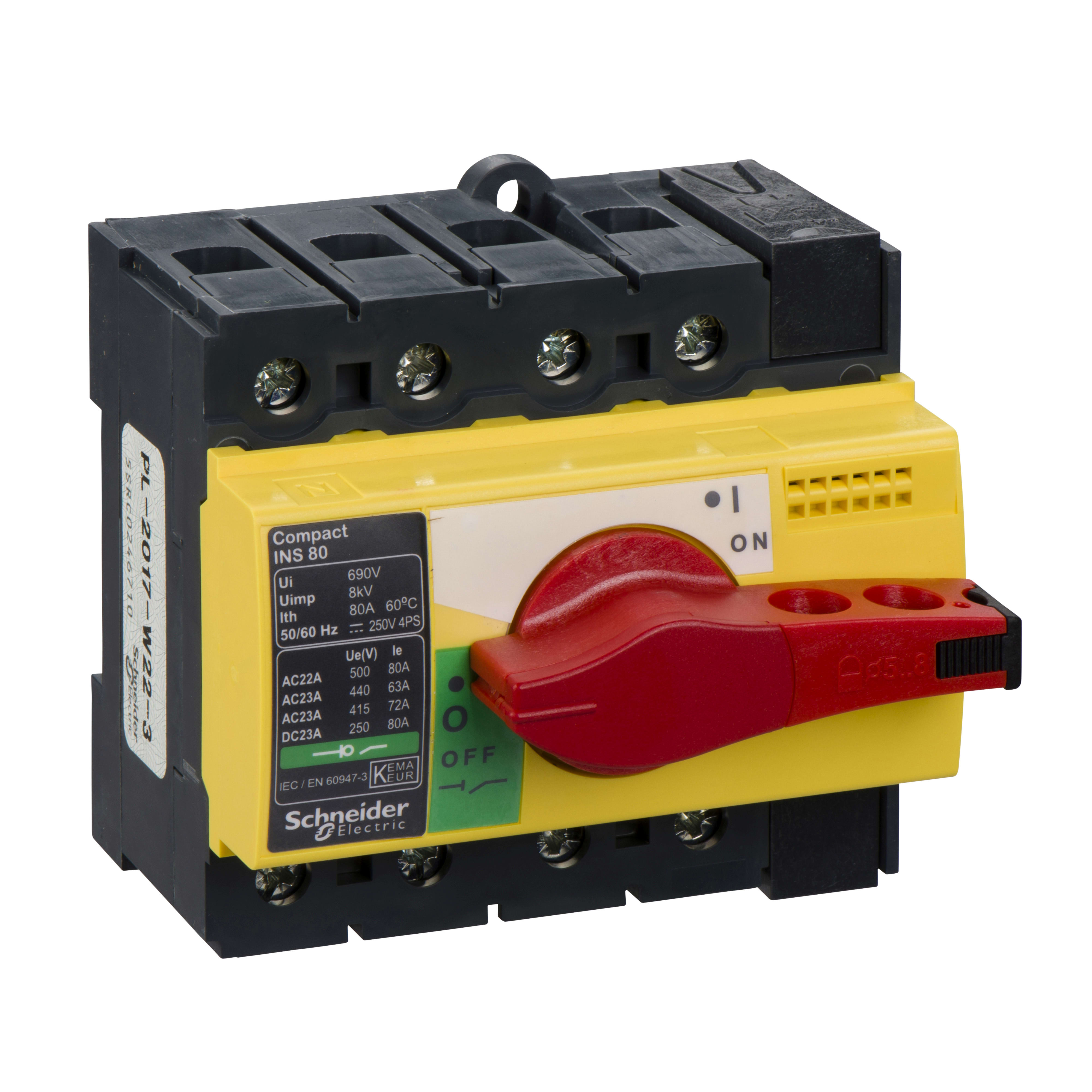 SCHNEIDER ELECTRIC - Interruttore / sezionatore Compact INS80 - 80 A - 4 poli - comando emergenza
