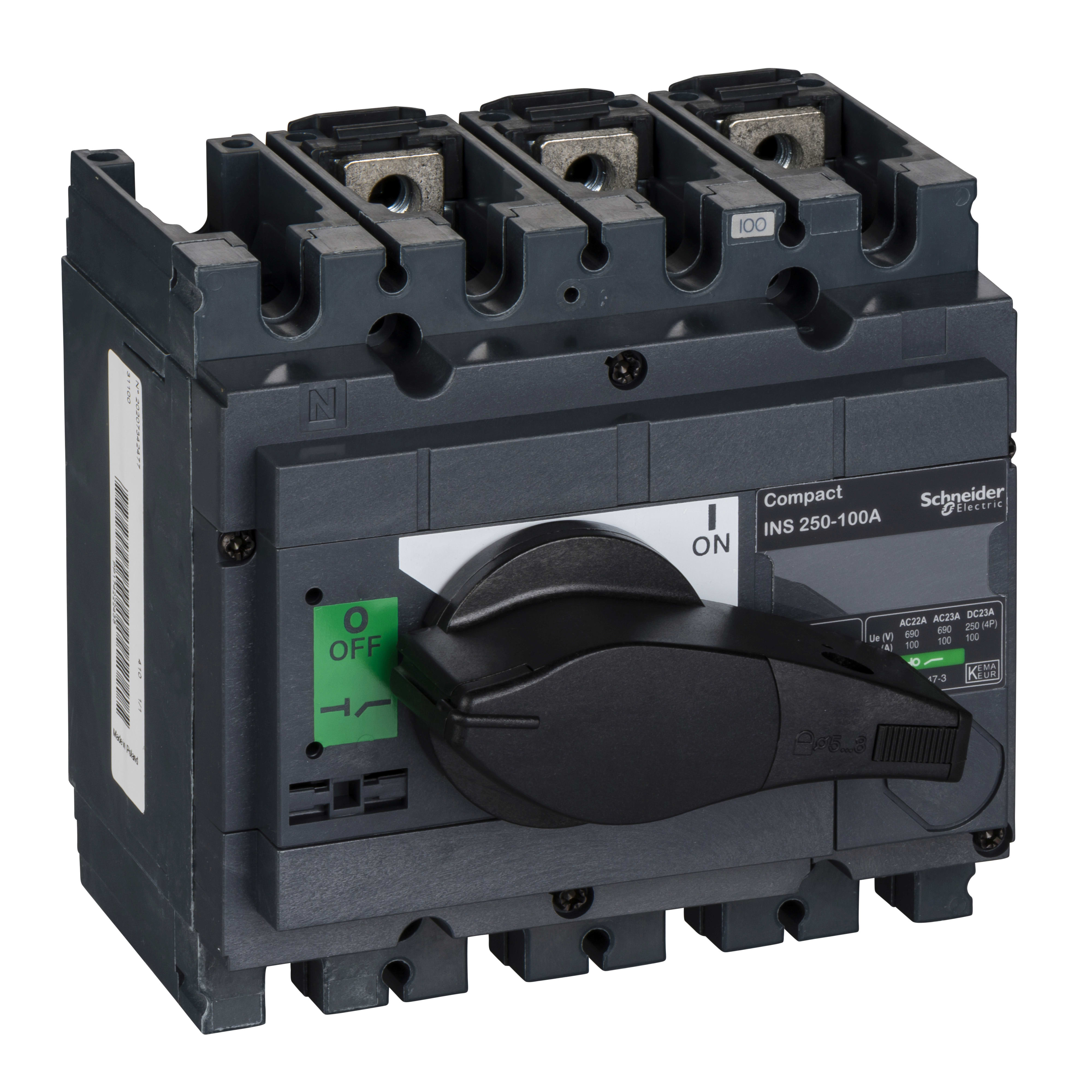SCHNEIDER ELECTRIC - INS250 100A FISSO ANT 3P MAN NERA