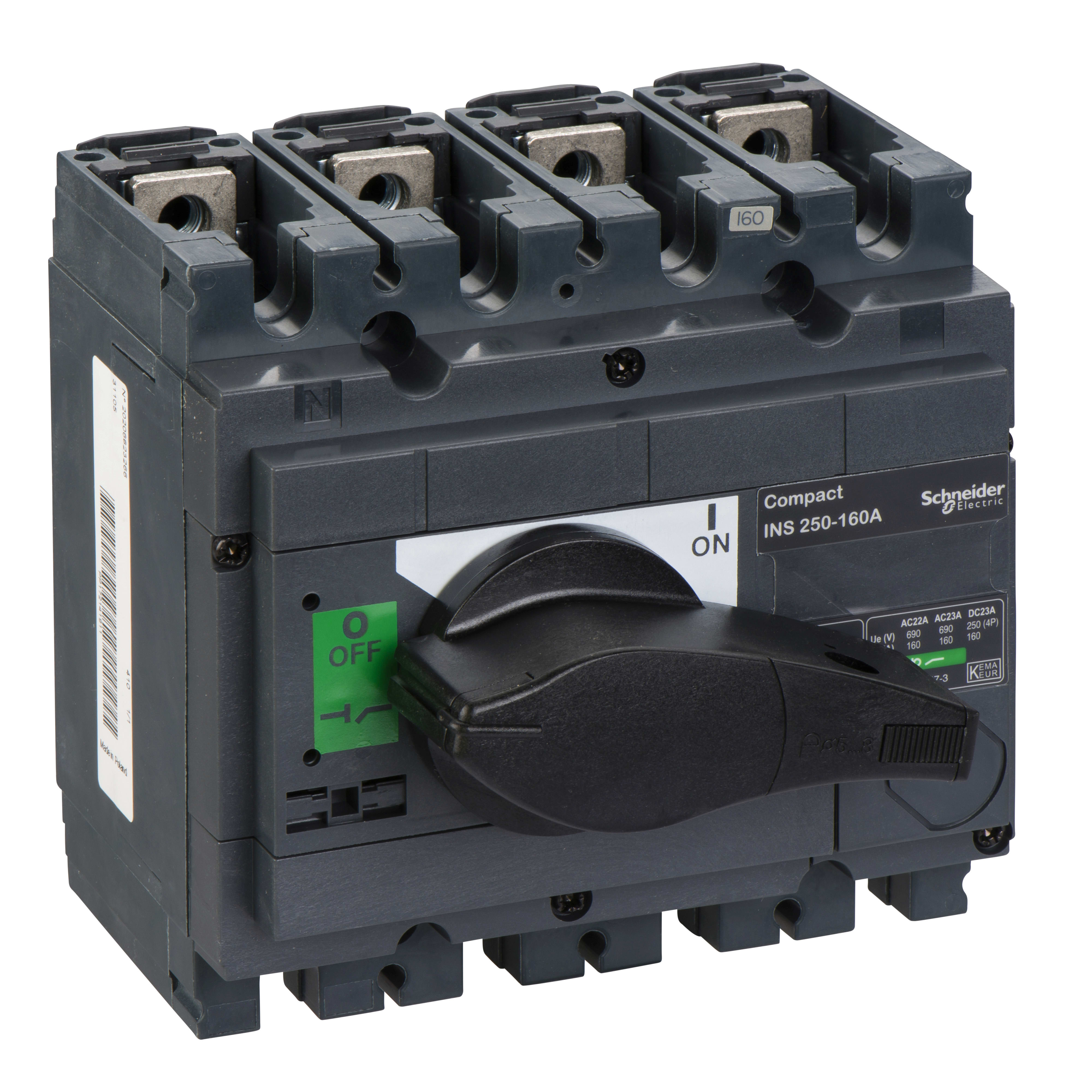 SCHNEIDER ELECTRIC - INS250 160A FISSO ANT 4P MAN NERA