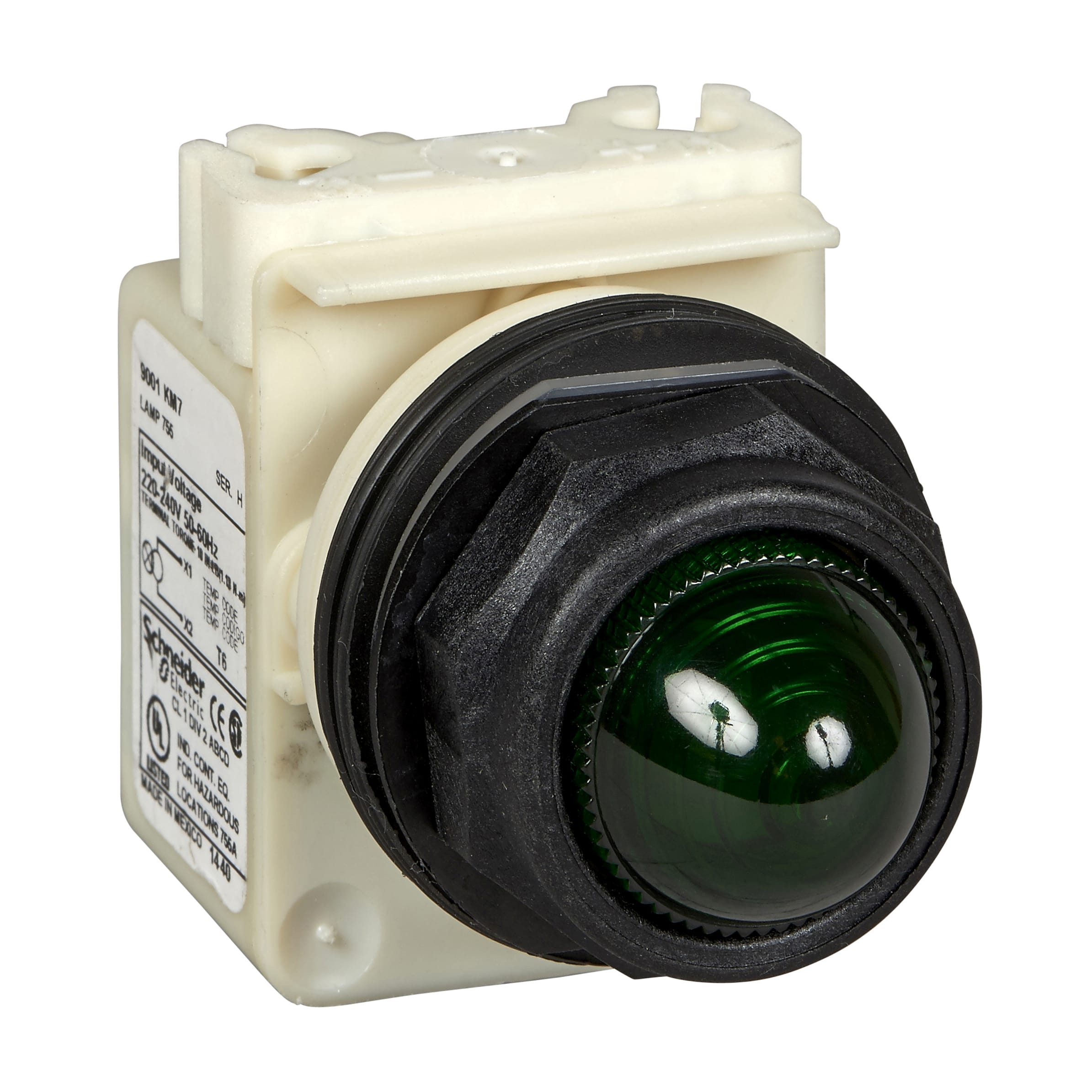 SCHNEIDER ELECTRIC - Lampada spia diametro 30 - verde - ad incandescenza BA 9S - 230 VAC - IP66