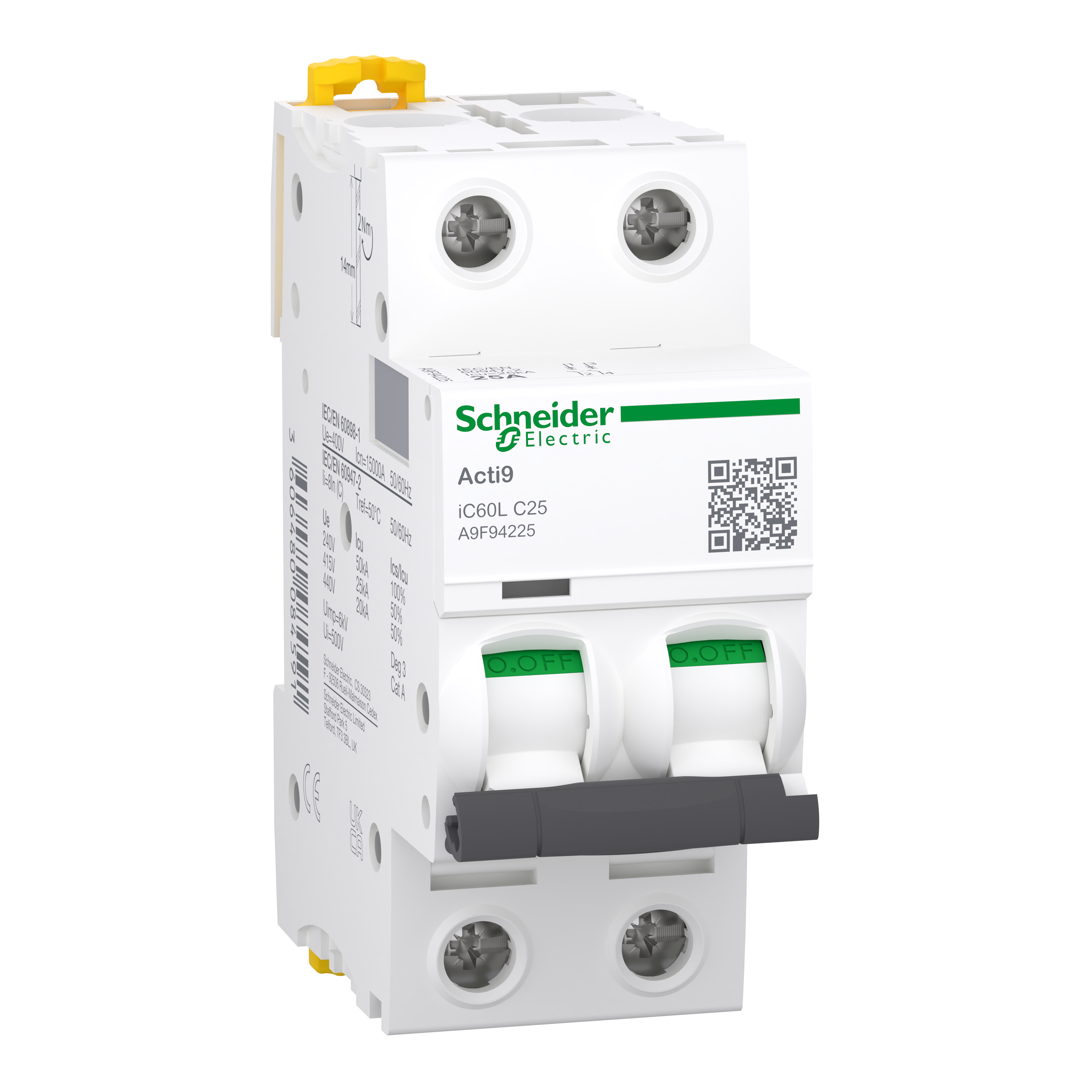 SCHNEIDER ELECTRIC - Interruttore magnetotermico iC60L 2P C 25A 15000A