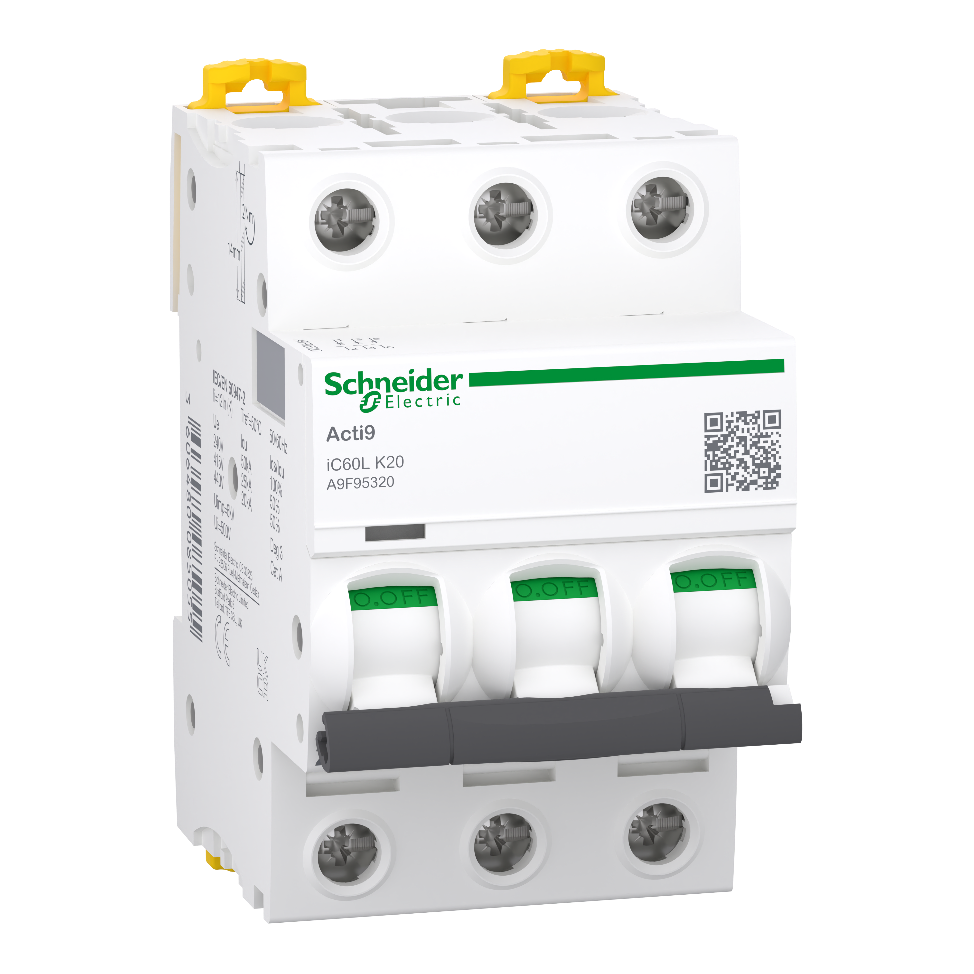 SCHNEIDER ELECTRIC - Interruttore magnetotermico iC60L 3P K 20A 15000A