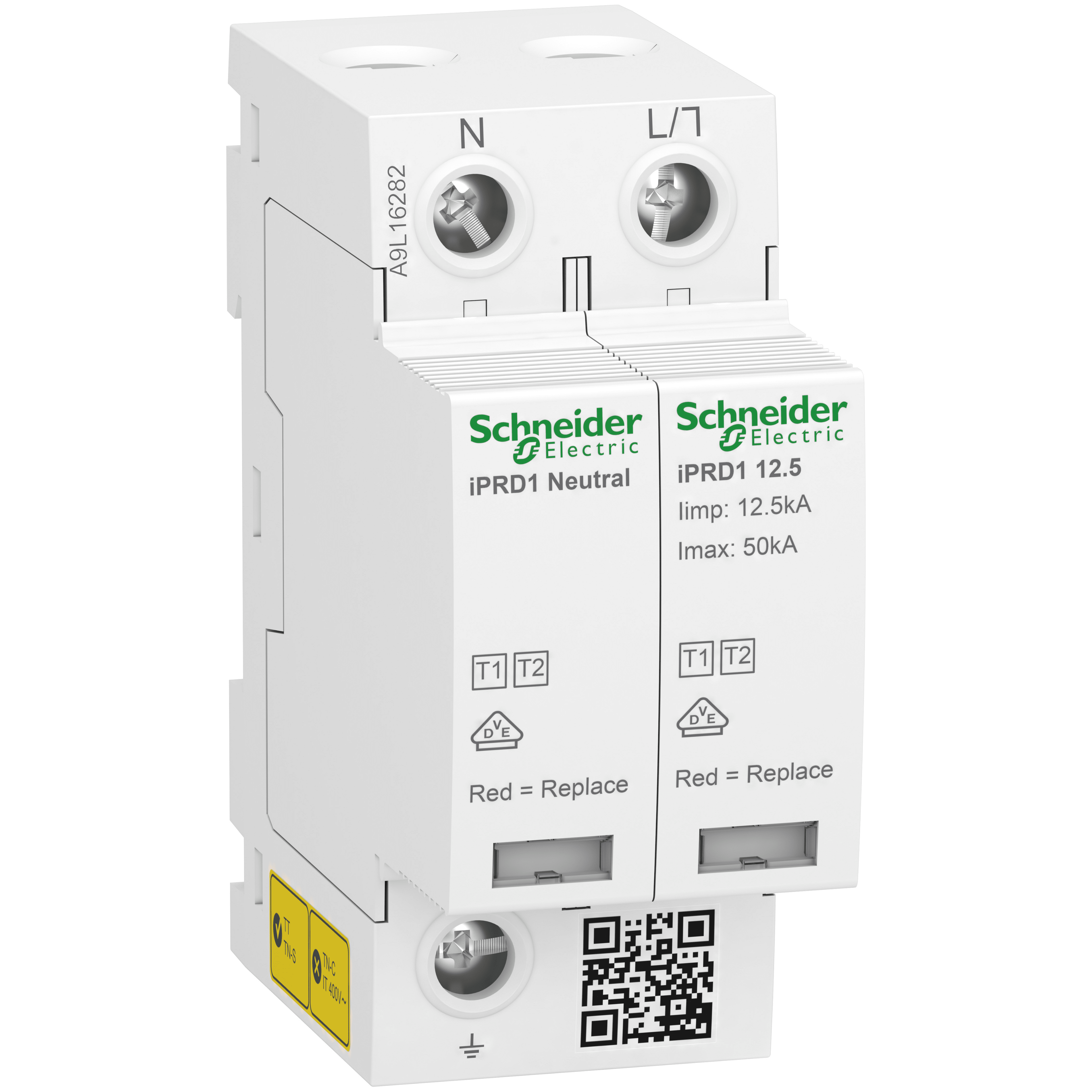 SCHNEIDER ELECTRIC - SPD Acti9 iPRD1 12.5r, 1 P + N, 350 V, con segnalazione remota