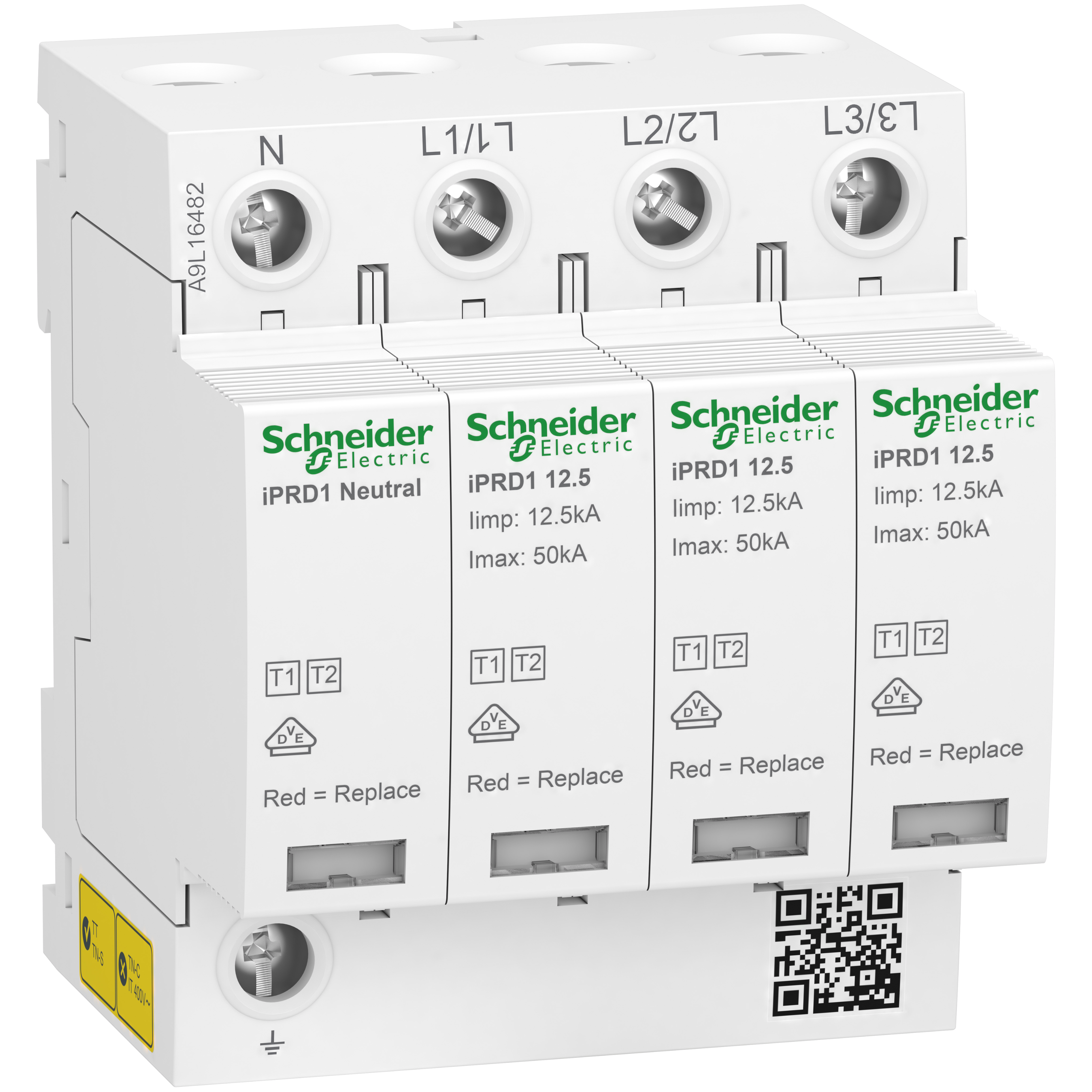 SCHNEIDER ELECTRIC - SPD Acti9 iPRD1 12.5, 3 P + N, 350 V, con segnalazione remota
