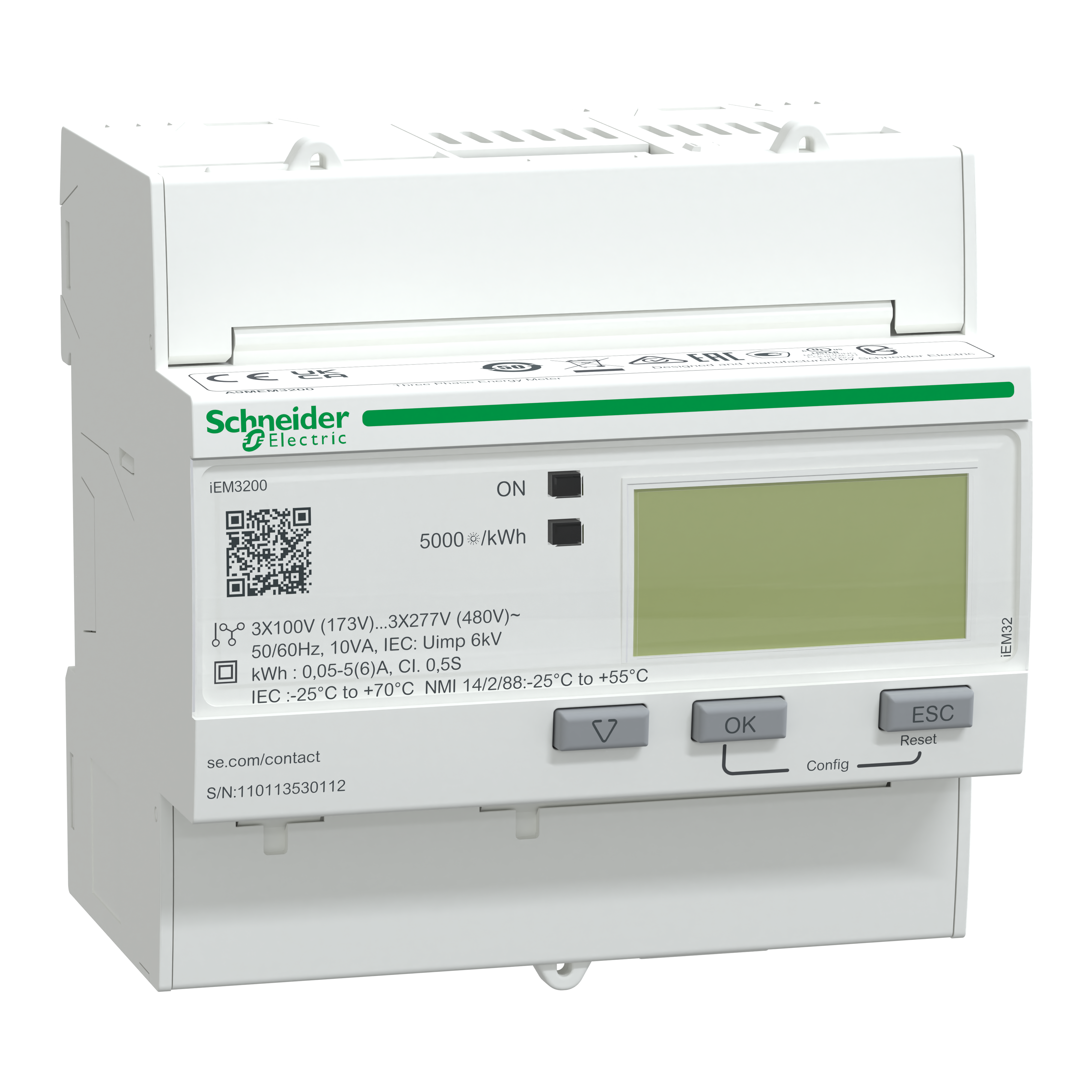 SCHNEIDER ELECTRIC - Contatore energia iEM3200 - 3P+N - inserzione con TA - reset