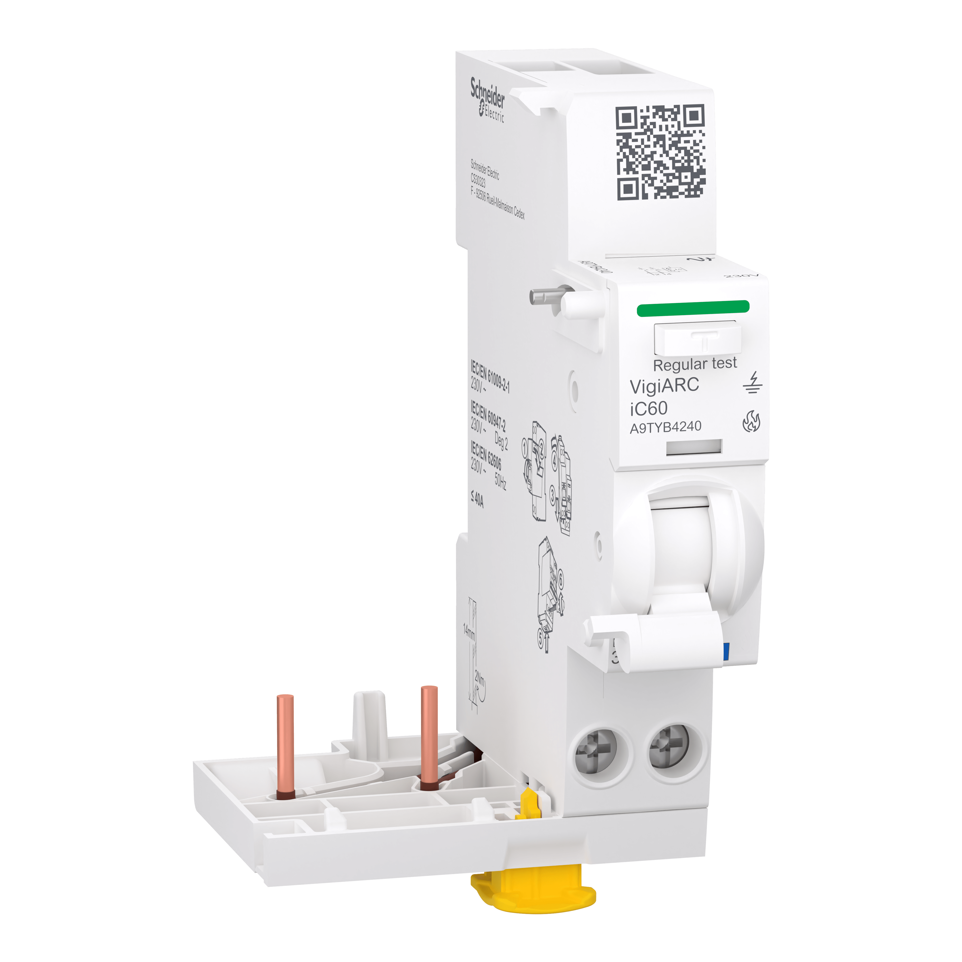 SCHNEIDER ELECTRIC - Blocco addizionale con protezione AFDD, Acti9 VigiARC iC60, 2P, 40A, 30mA, tipo A-SI