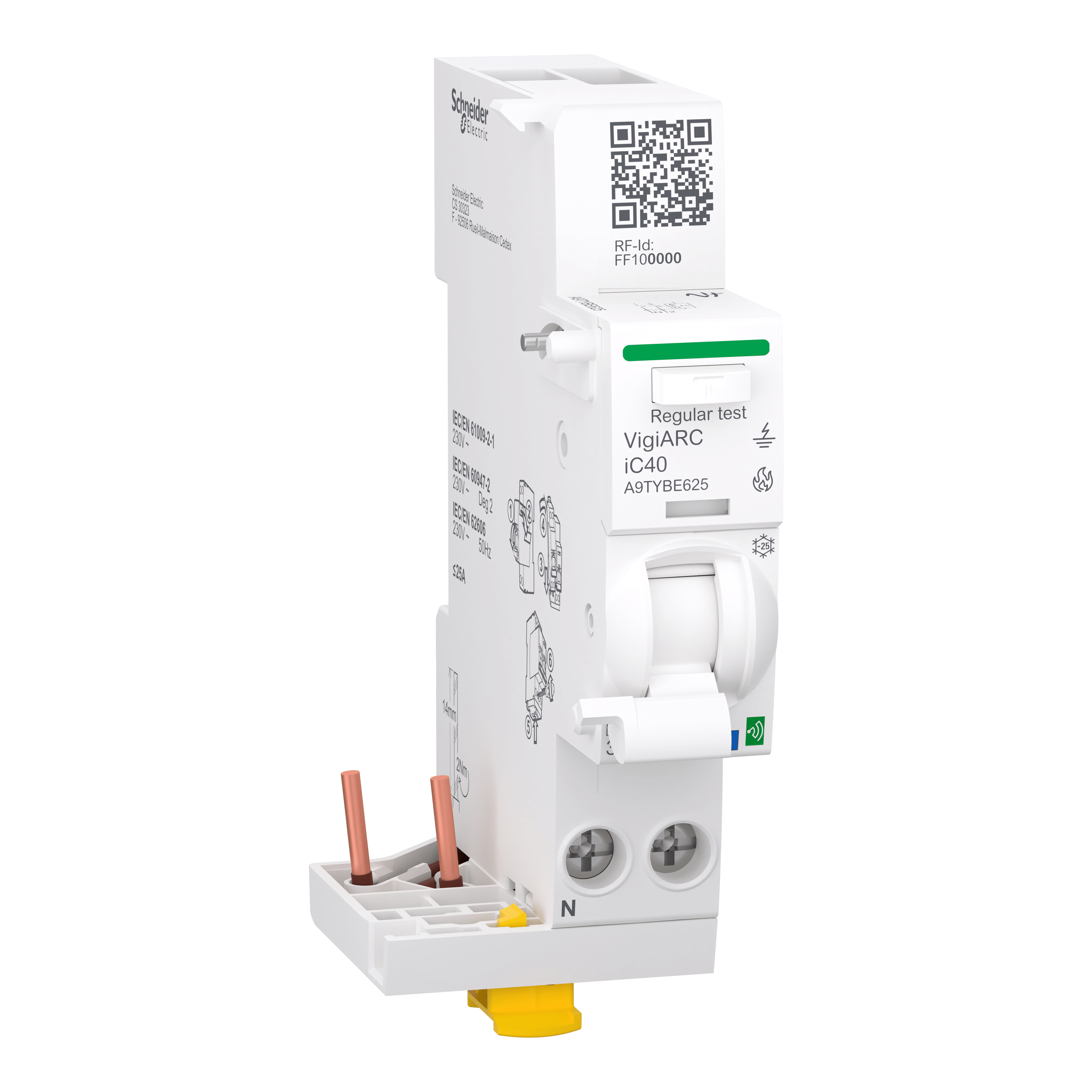 SCHNEIDER ELECTRIC - Blocco addizionale comunicante con protezione AFDD Arc Fault Detection Device, Acti9 VigiARC iC40, 1P+N, 25A, 30mA, tipo A-SI