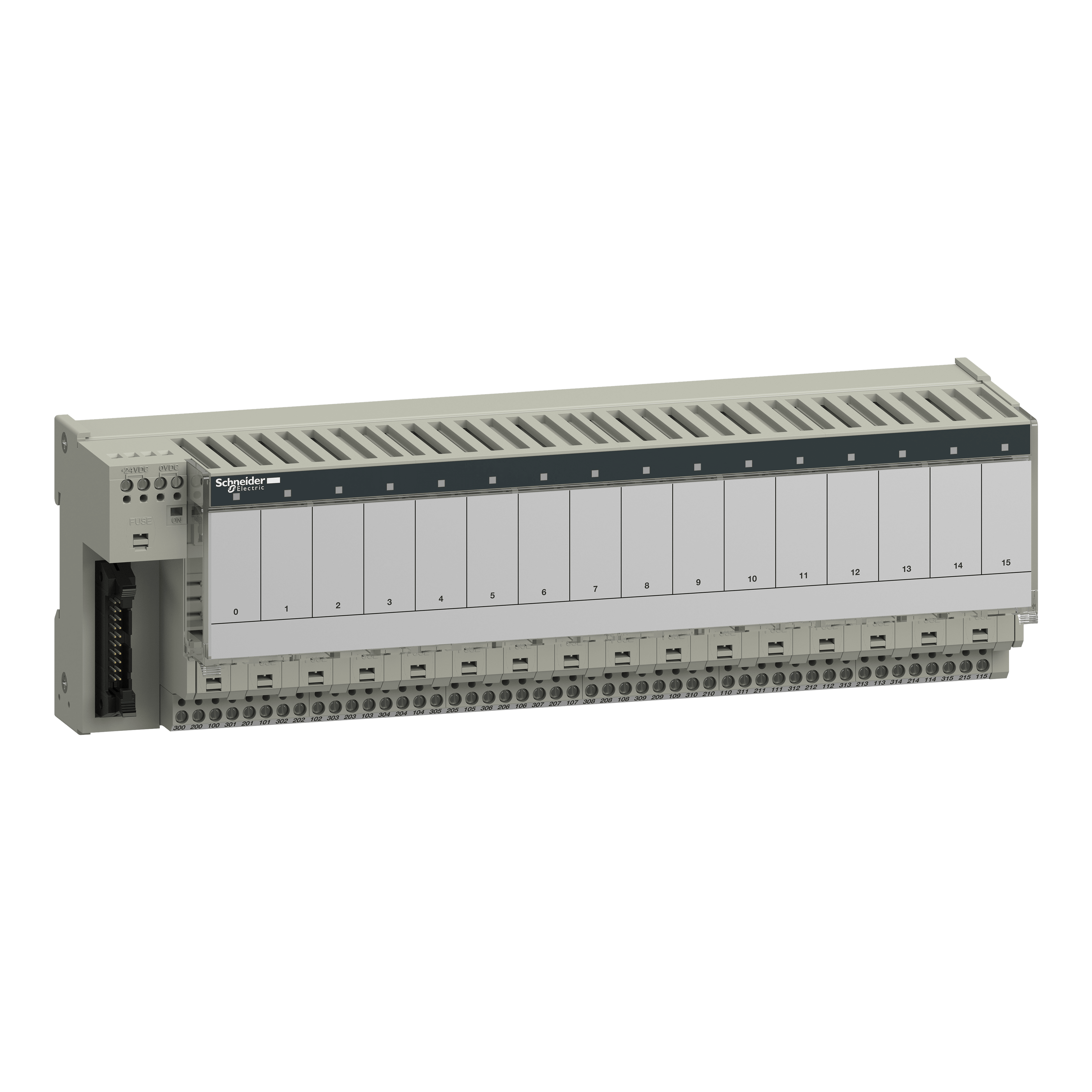 SCHNEIDER ELECTRIC - Sottobase per relè plug-inABE7 - 16 canali - Fusibili - Relè 12,5 mm