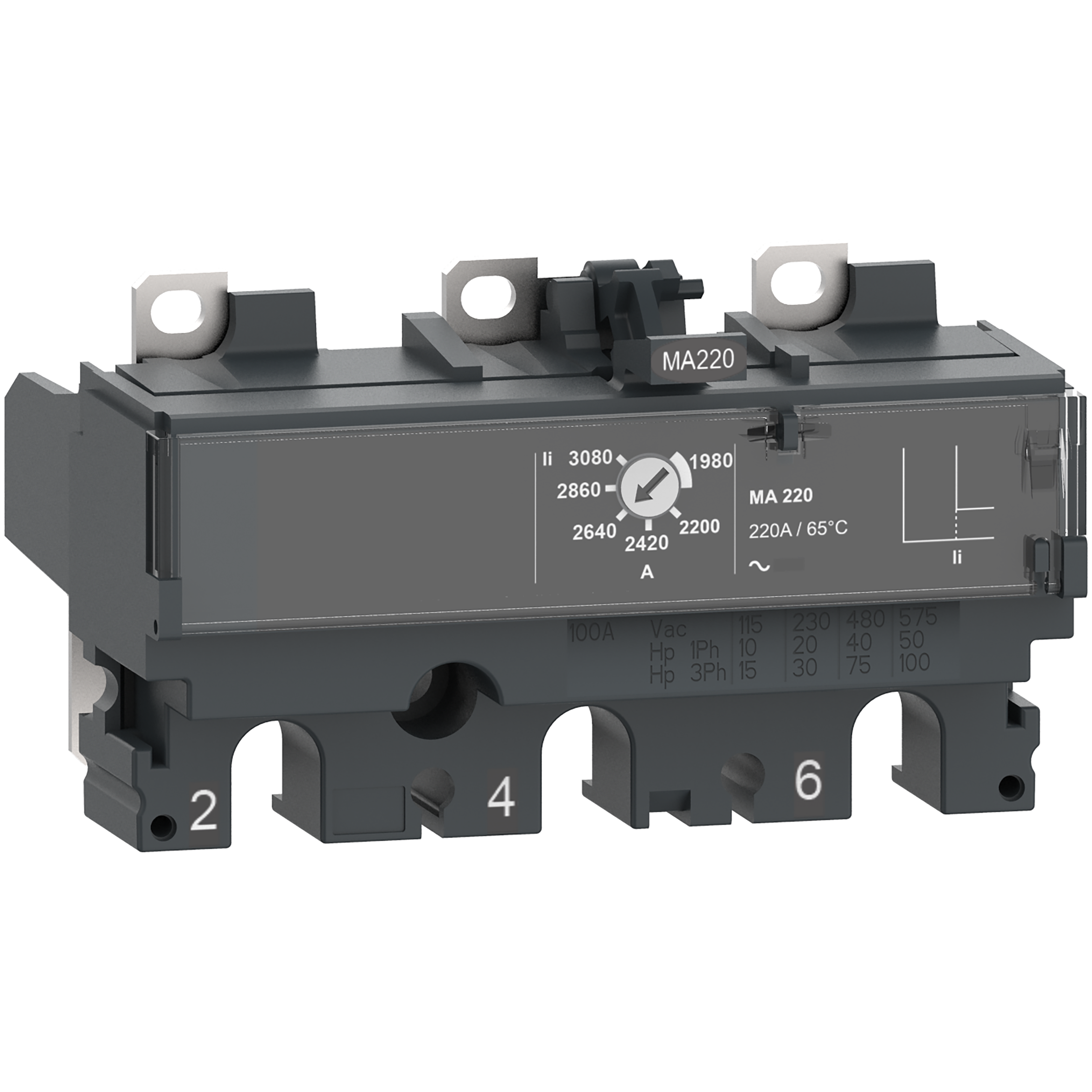 SCHNEIDER ELECTRIC - Sganciatore MA6.3, ComPacT NSX100, 3 poli, protezioni magnetiche, protezione motore, valore nominale 6.3A