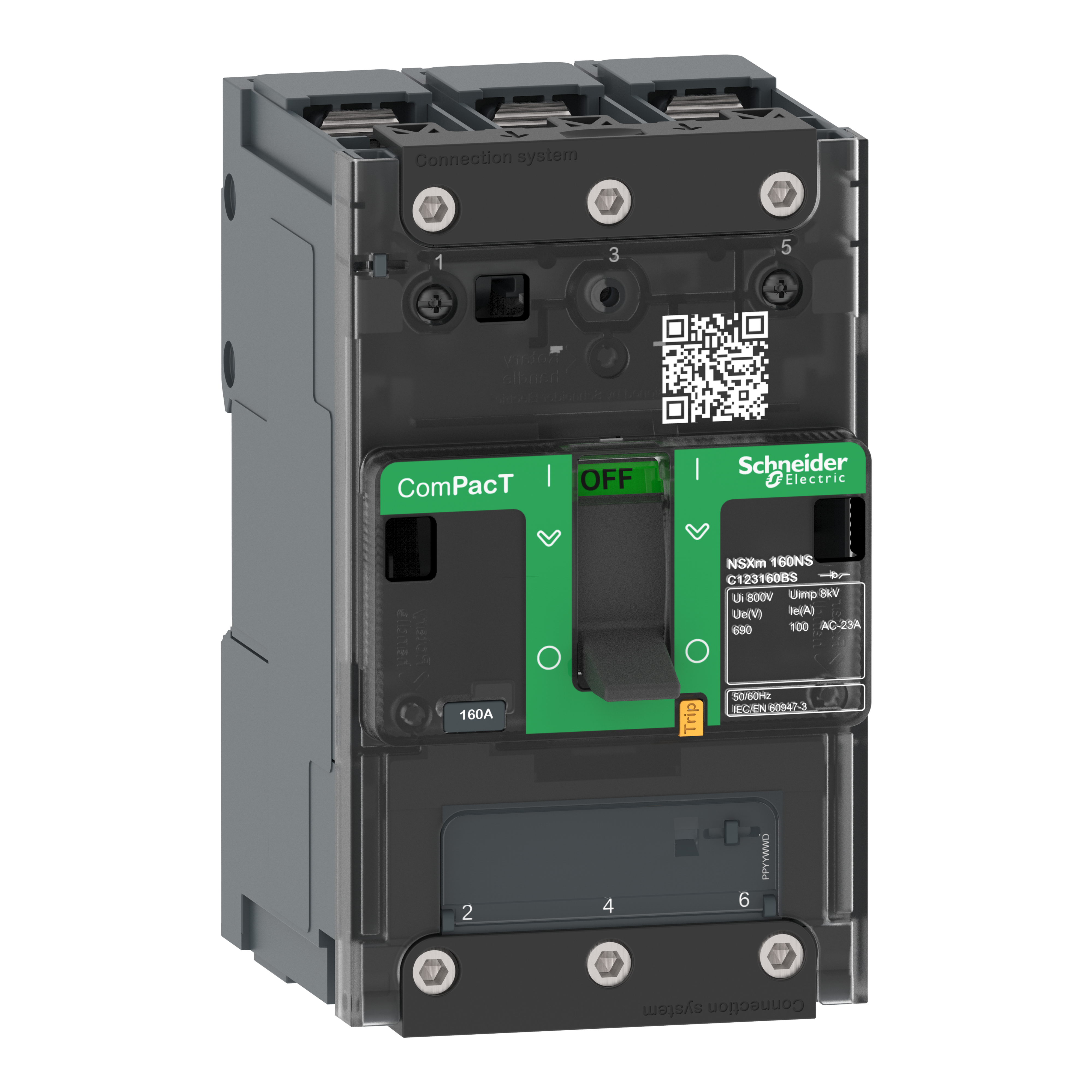 SCHNEIDER ELECTRIC - Sezionatore, ComPacT NSXm 100NA, 3 poli, corrente termica Ith 100A, capicorda e connettori busbar