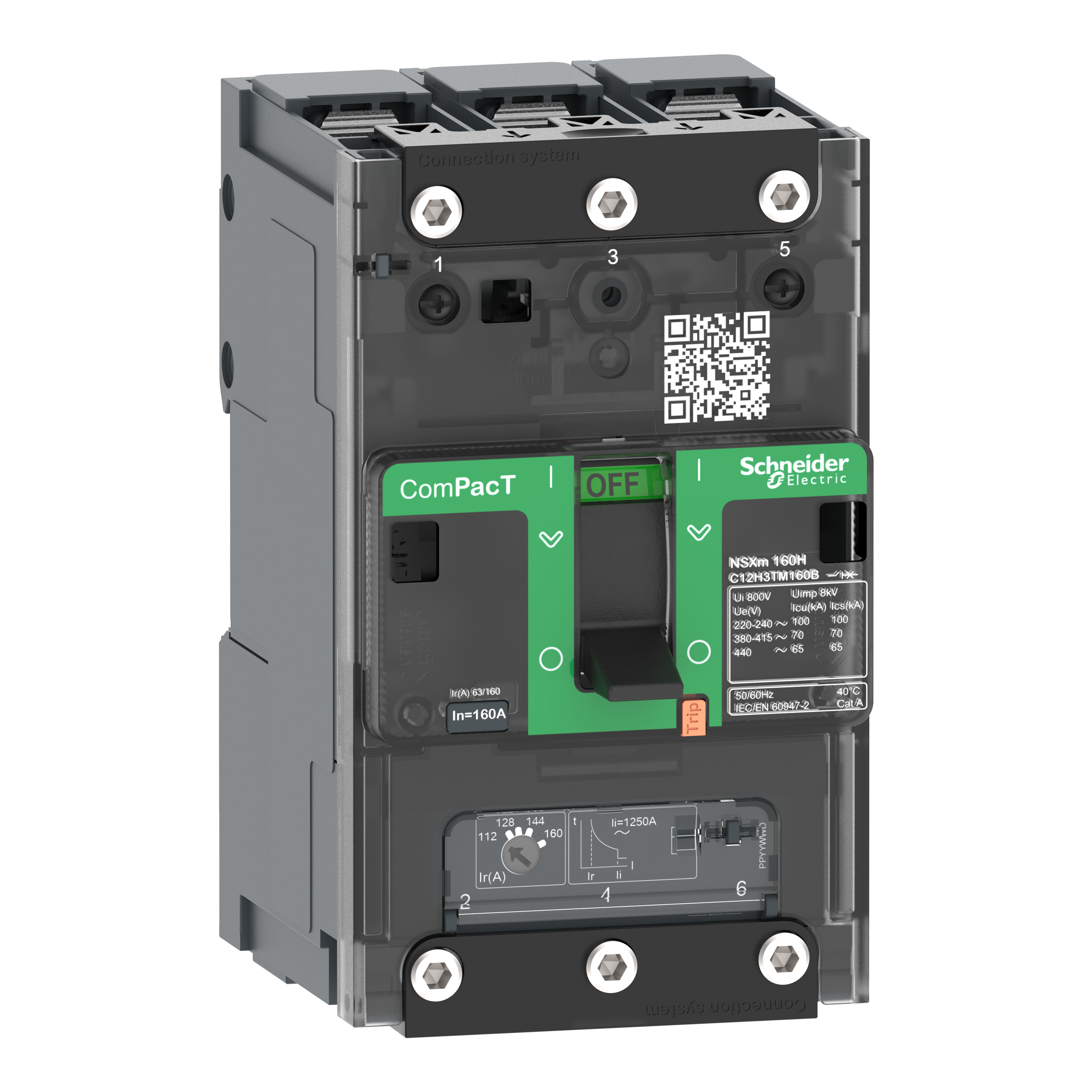 SCHNEIDER ELECTRIC - Interruttore, ComPacT NSXm 100n, 50kA-415VAC, 3 poli, Sganciatore TMD 40A, connettori-busbar