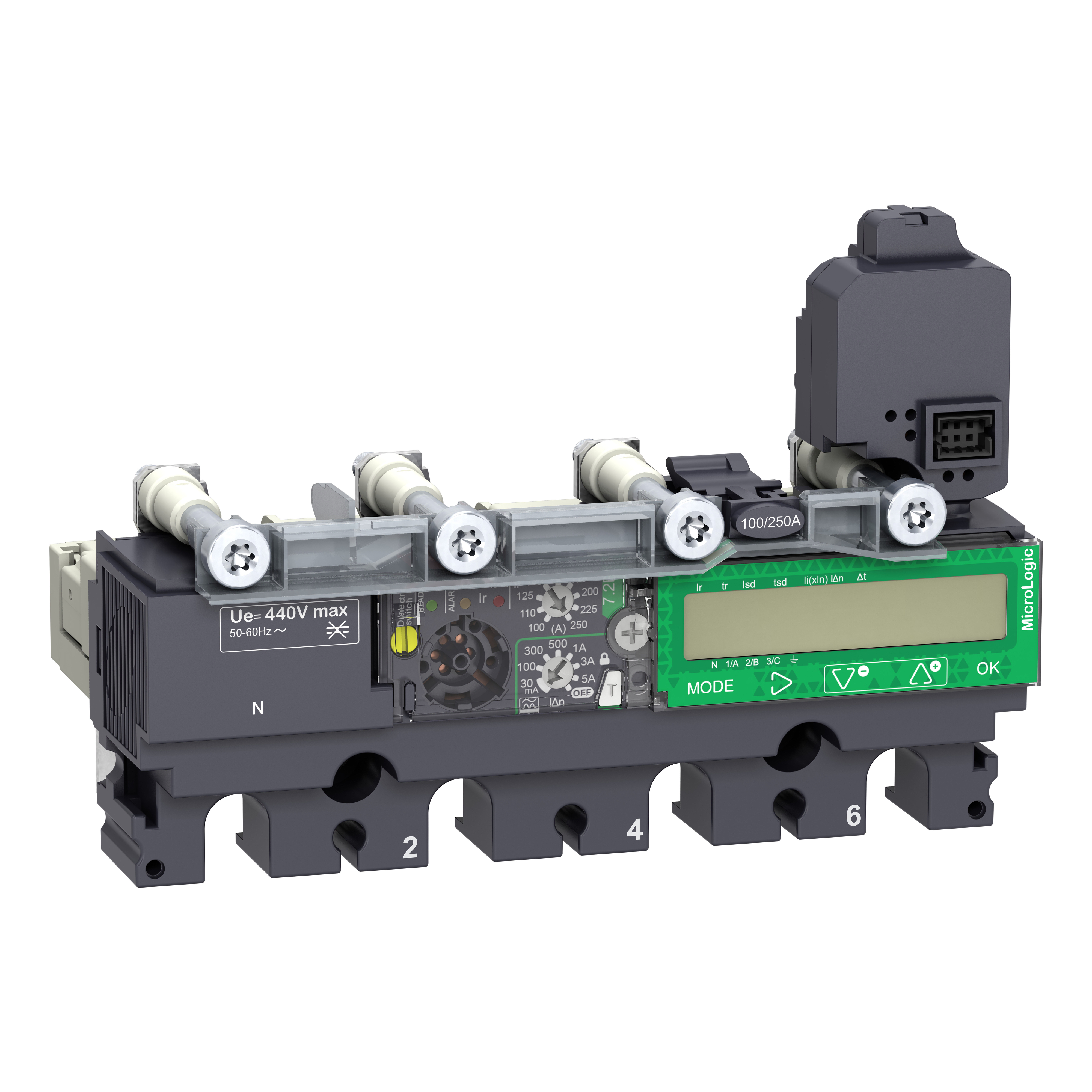 SCHNEIDER ELECTRIC - Sganciatore MicroLogic Vigi 7.2E AL, ComPacT NSX 250, 4 poli, protezioni di base, allarme differenziale, misuratore di energia 250A