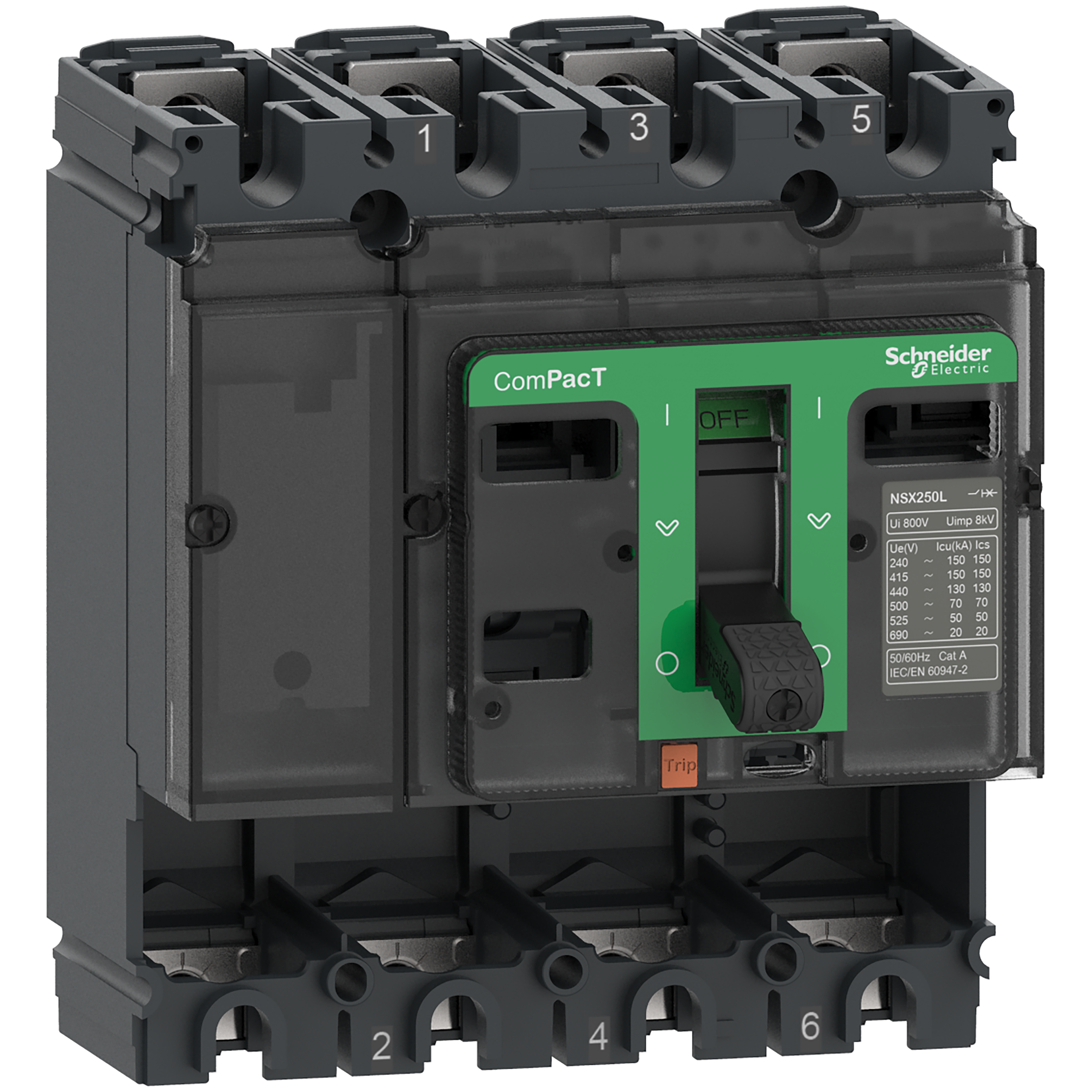 SCHNEIDER ELECTRIC - Base interruttore, ComPacT NSX250F, 36kA-415VAC, 4 poli, valore nominale telaio 250A, senza Sganciatore
