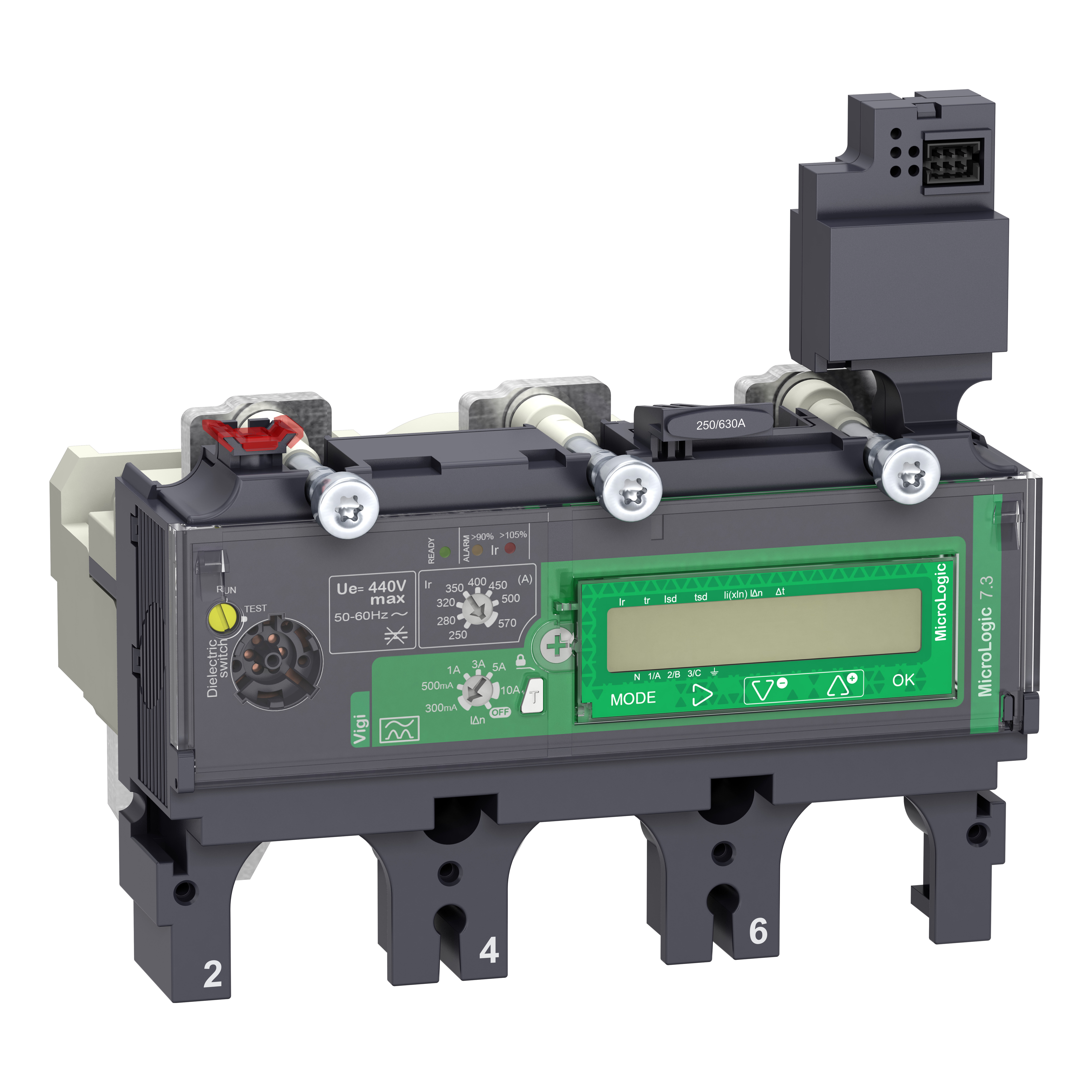 SCHNEIDER ELECTRIC - Sganciatore MicroLogic Vigi 7.3E, ComPacT NSX 630, 3 poli, protezioni base e per correnti differenziali, misuratore di energia, valore nominale 570A