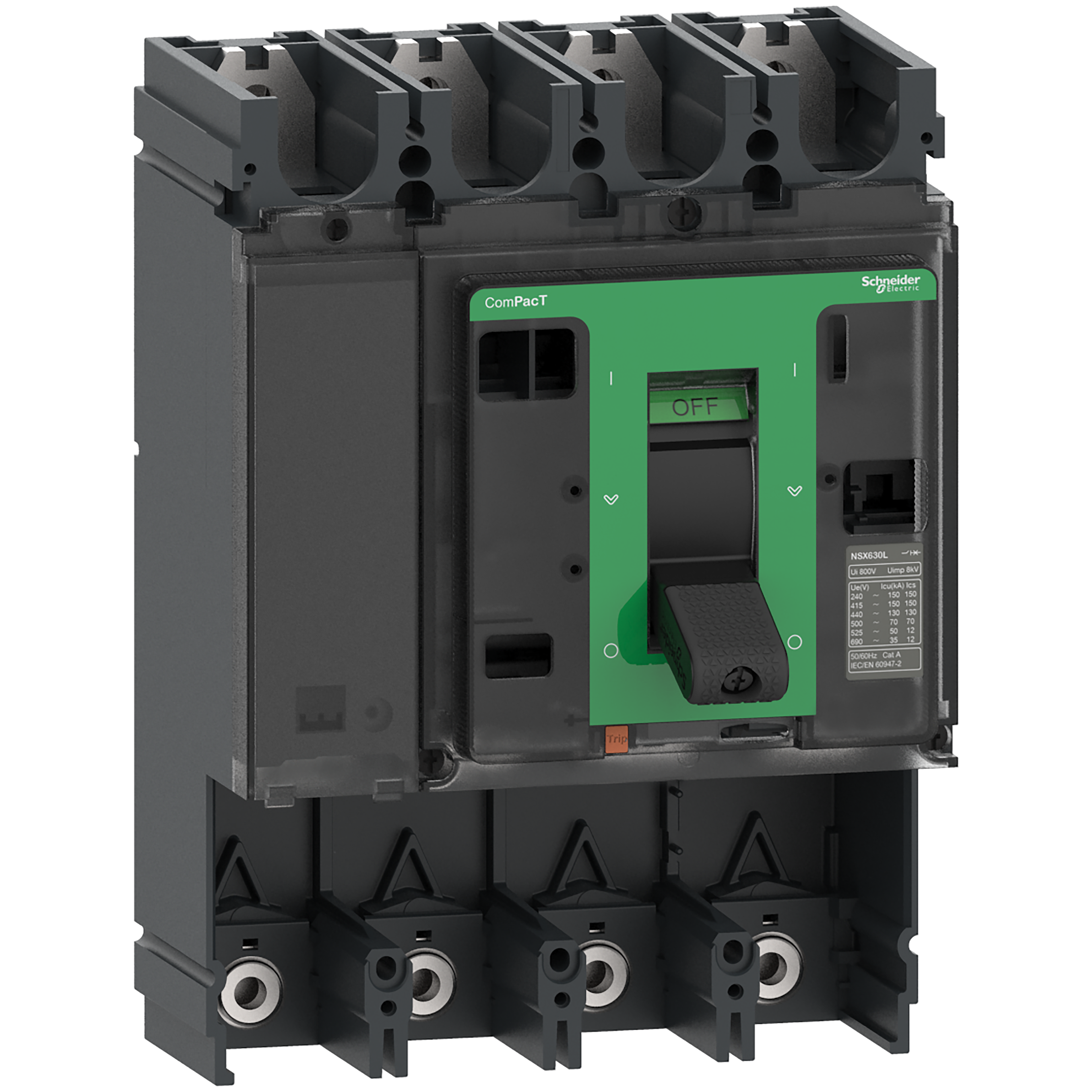 SCHNEIDER ELECTRIC - Base interruttore, ComPacT NSX630N, 50kA-415VAC, 4 poli, valore nominale telaio 630A, senza Sganciatore