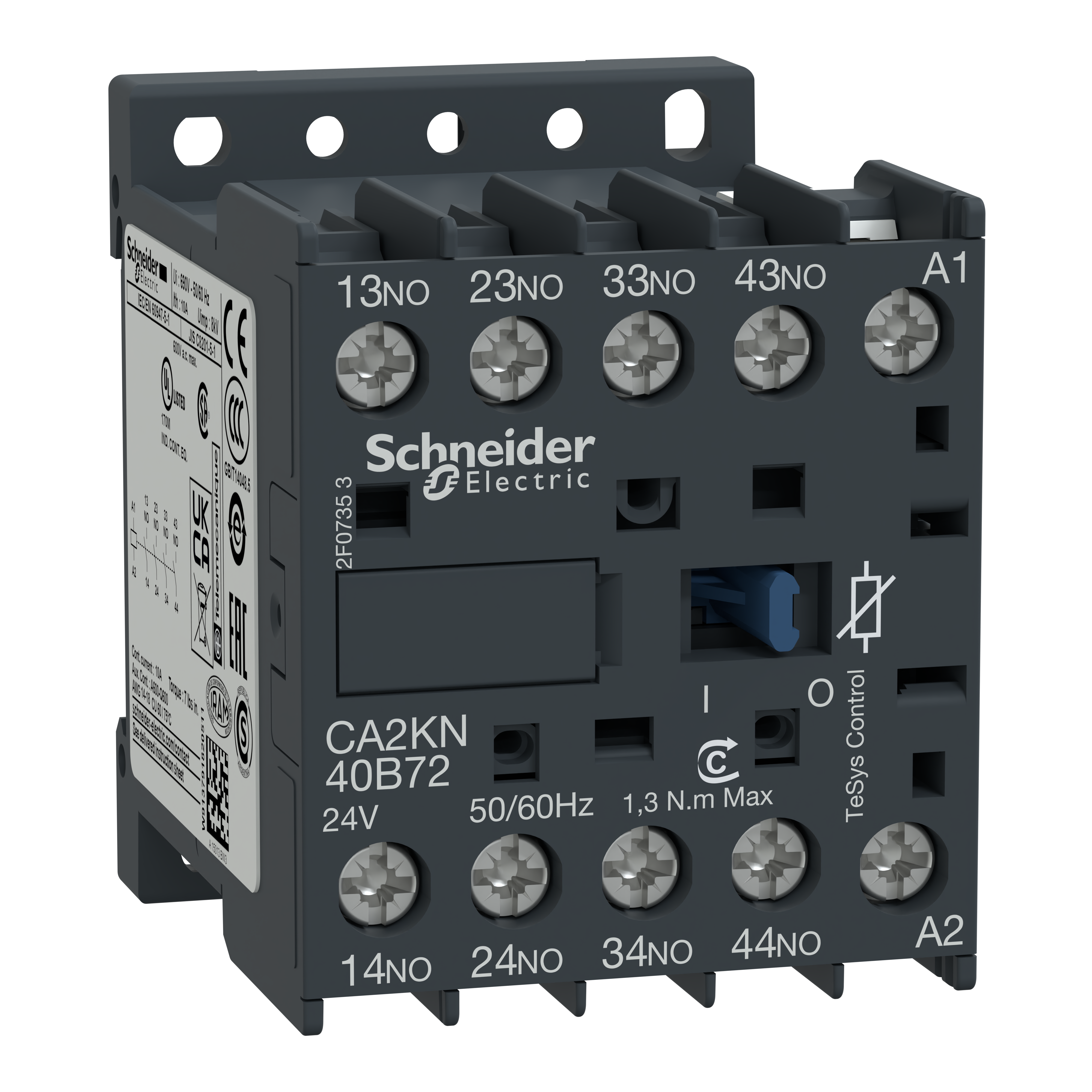 SCHNEIDER ELECTRIC - Contattore ausiliario TeSys K - 4 NA - <.lt->= 690 V - 24 Vca