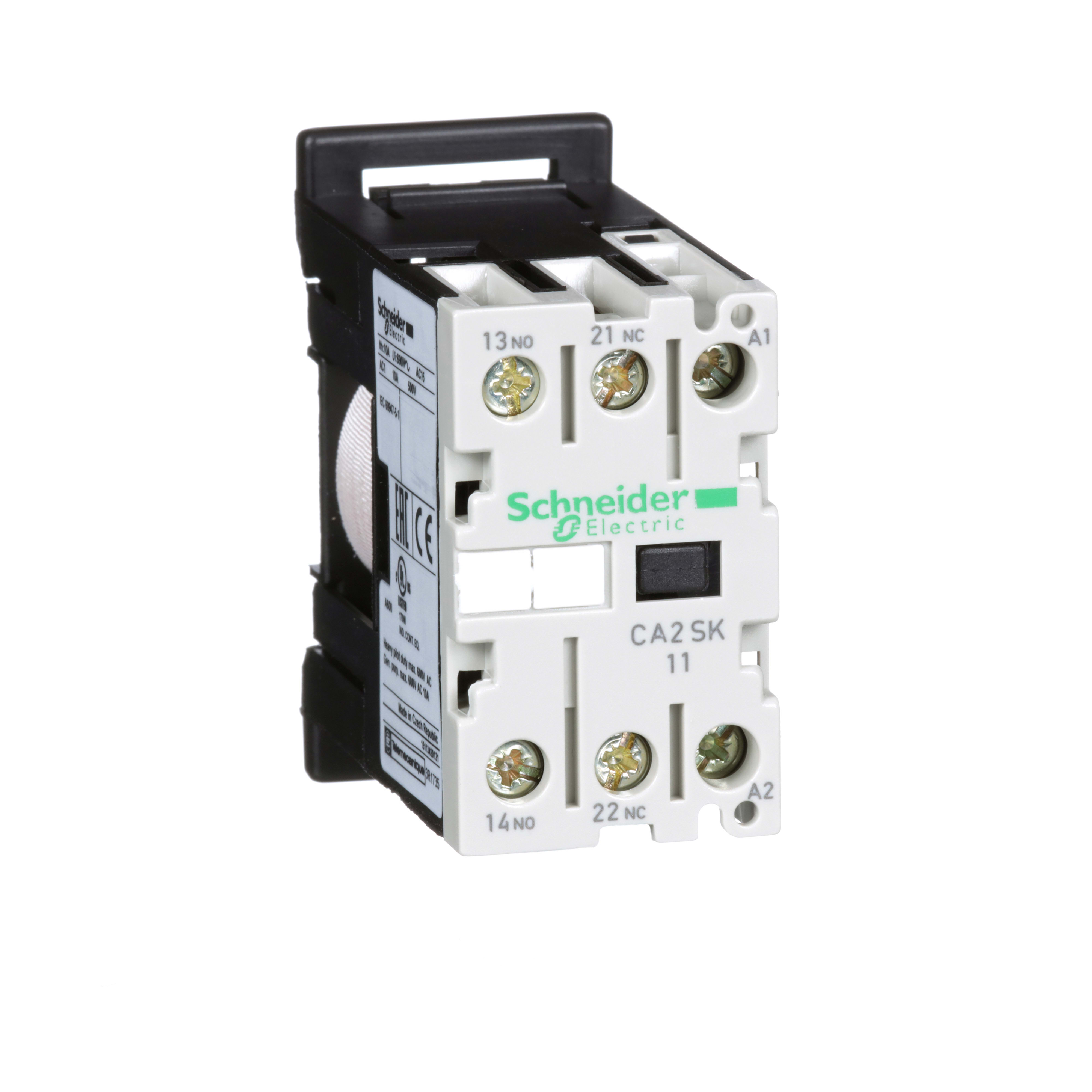 SCHNEIDER ELECTRIC - Contattore ausiliario TeSys CA2SK - 1 NO + 1 NC - 10 A - 24 V CA