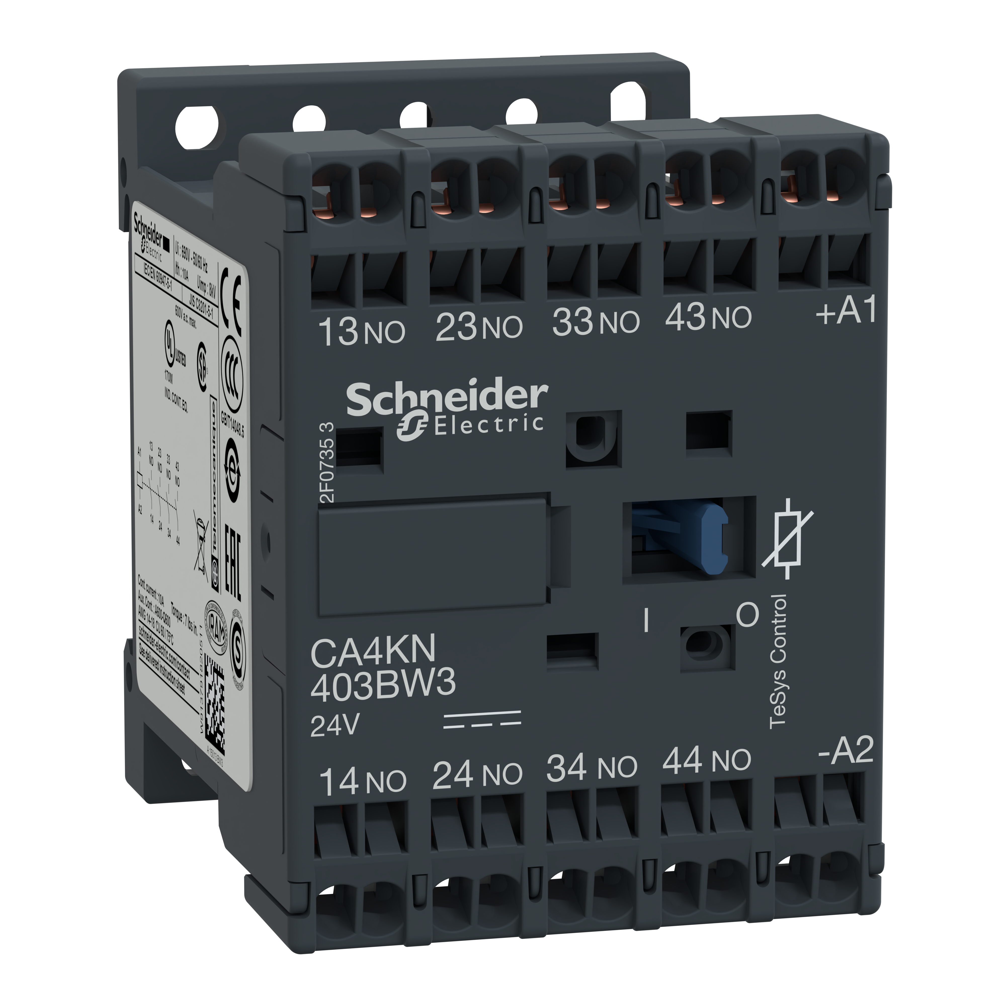 SCHNEIDER ELECTRIC - Contattore ausiliario TeSys CA4K - 4 NO - - 10 A - 24 V CC