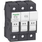 SCHNEIDER ELECTRIC - Porta fusibile TeSys DF per protezione dei circuiti di controllo e dei trasformatori, calibro fusibile 10x38, 3P, corrente termica convenzionale 32 A