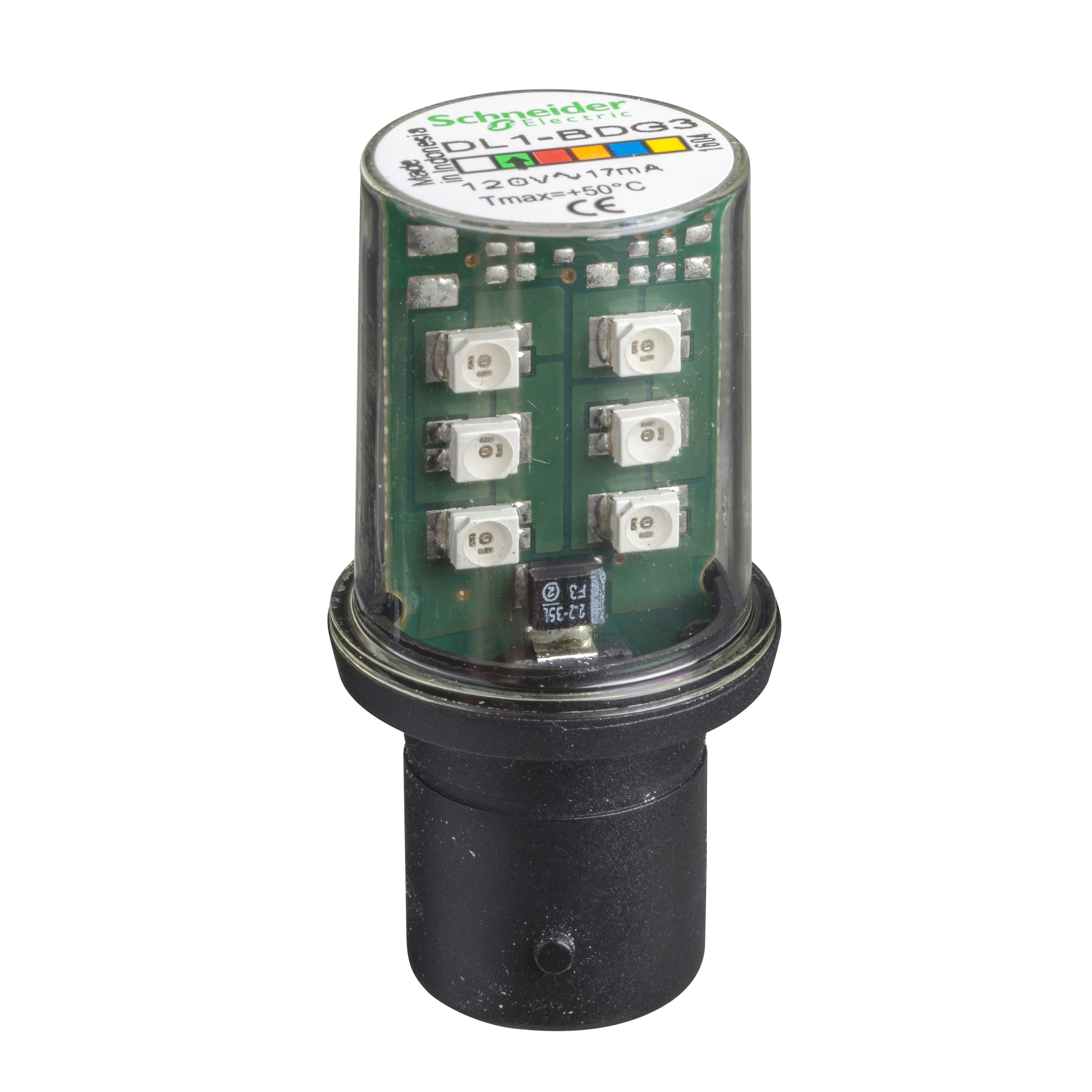SCHNEIDER ELECTRIC - Lampadina LED verde - BA 15D - 120 V