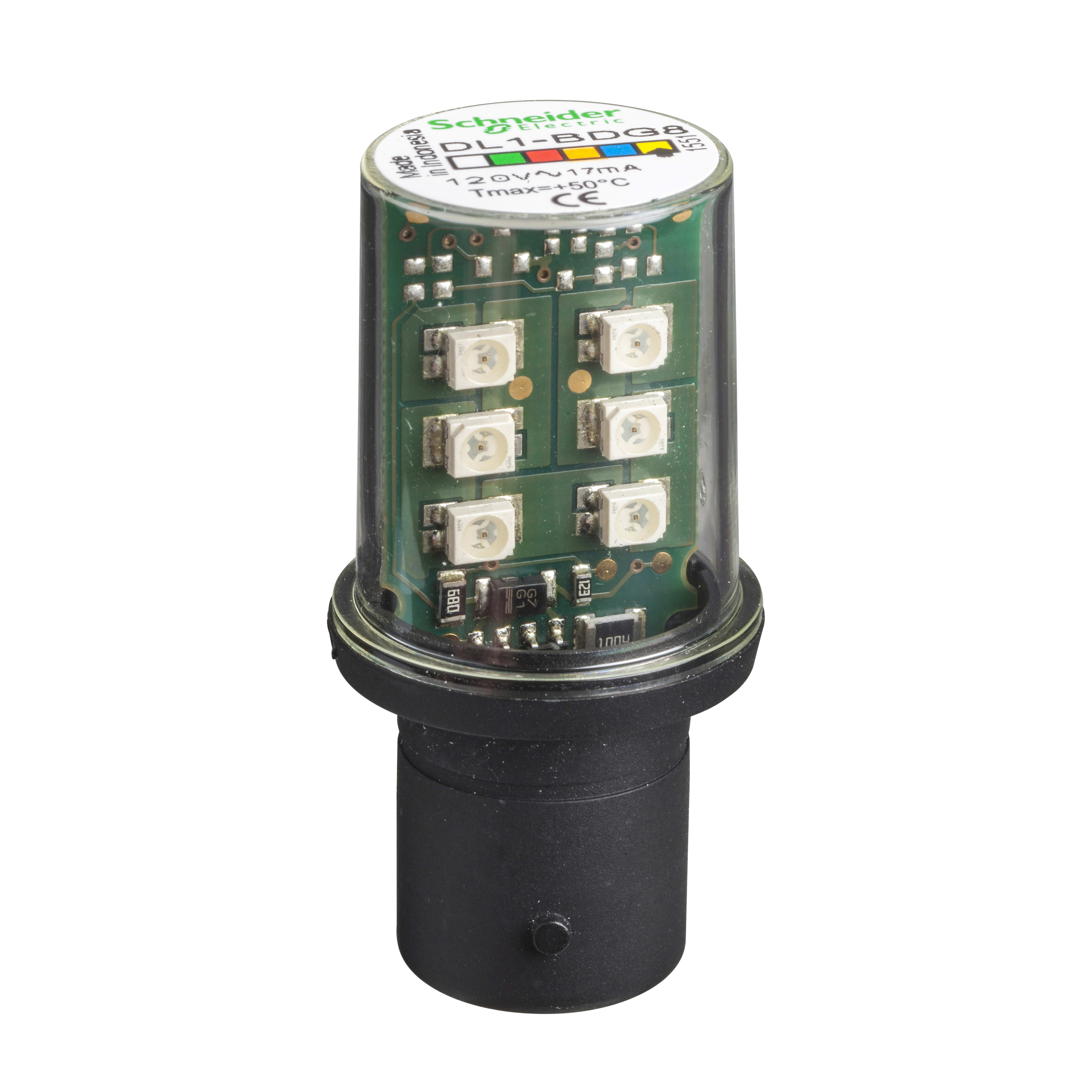 SCHNEIDER ELECTRIC - Lampadina LED gialla-arancio - BA 15D - 120 V