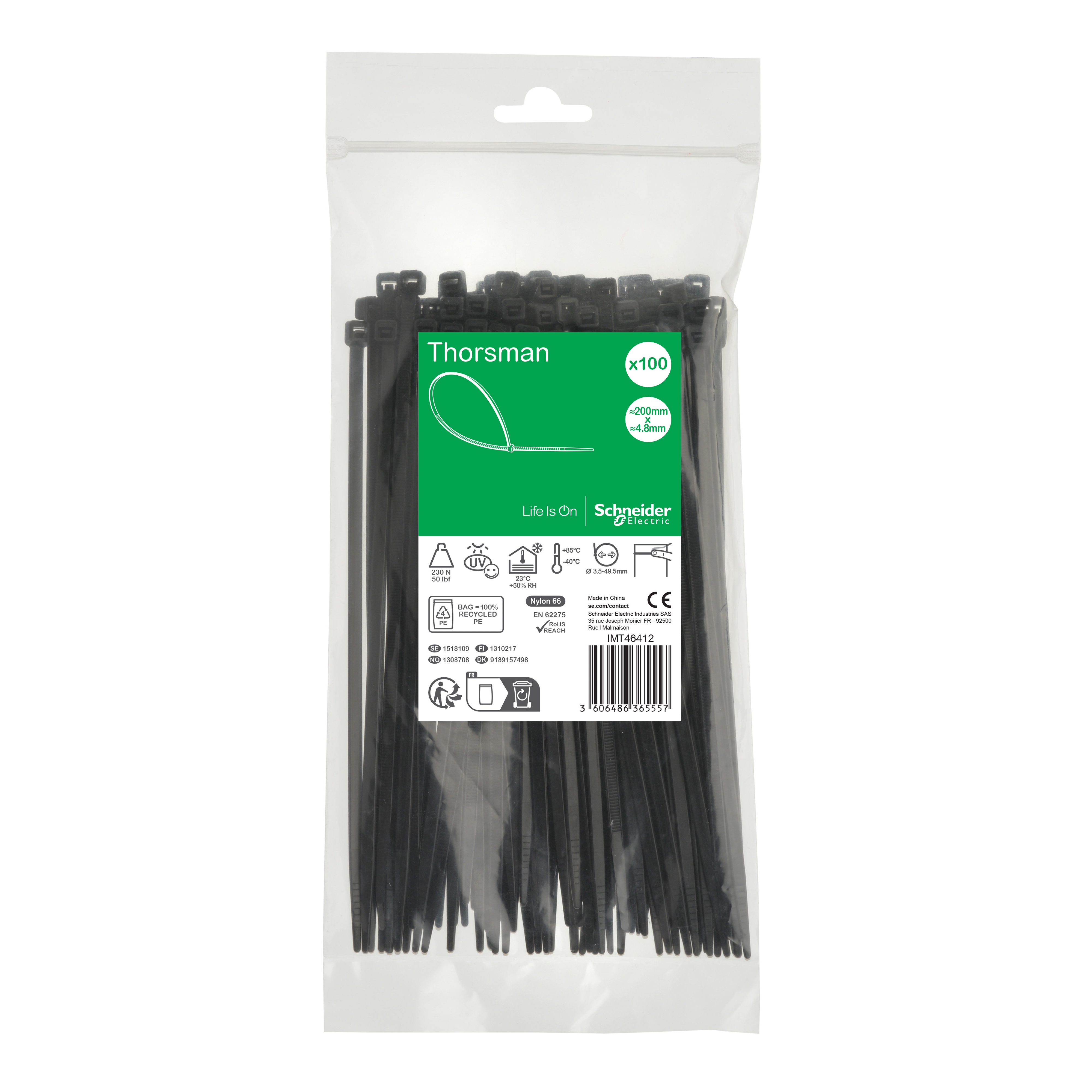 SCHNEIDER ELECTRIC - FASCETTA CABLAGGIO 200X4,8 NERA