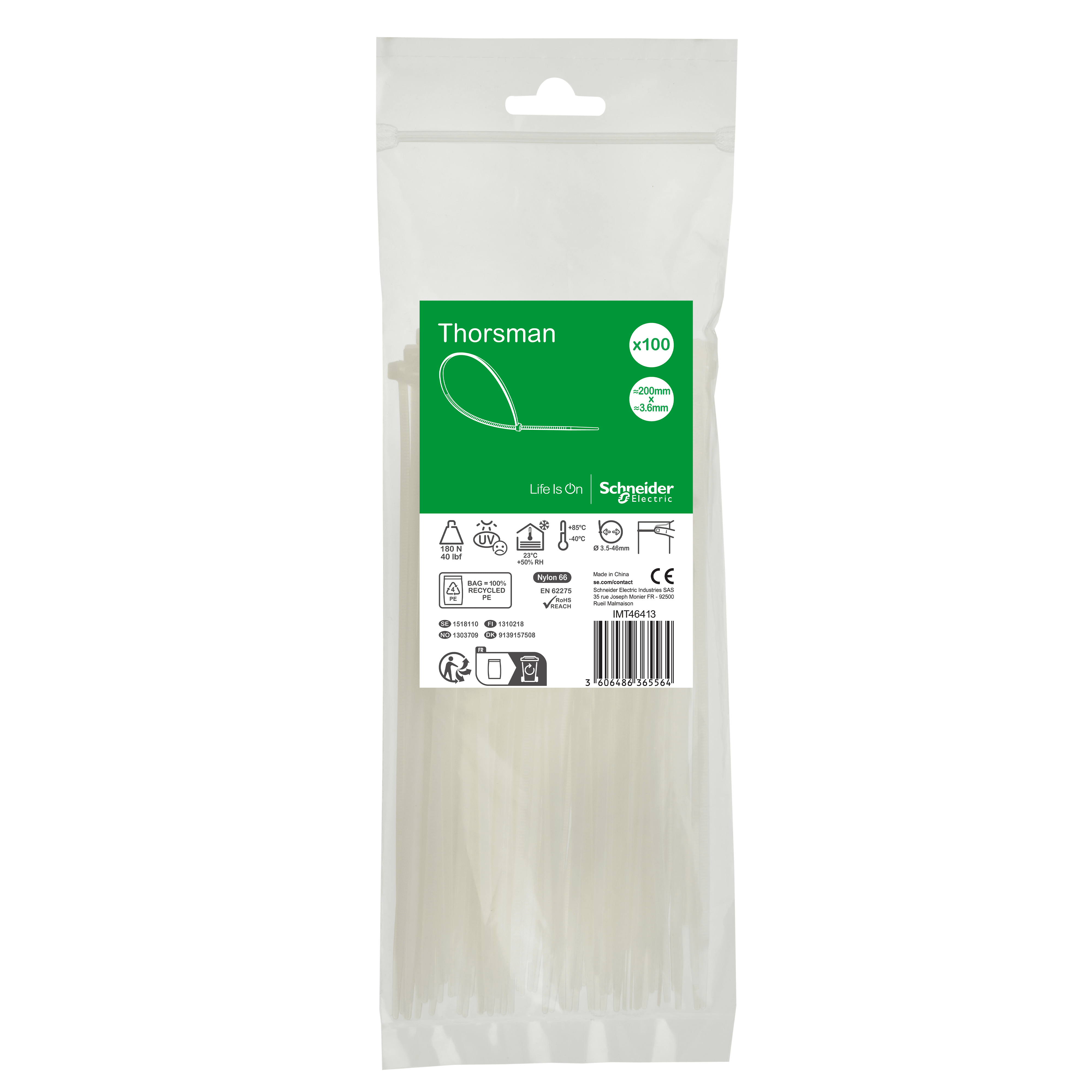 SCHNEIDER ELECTRIC - FASCETTA CABLAGGIO 200X3,6 INCOLORE