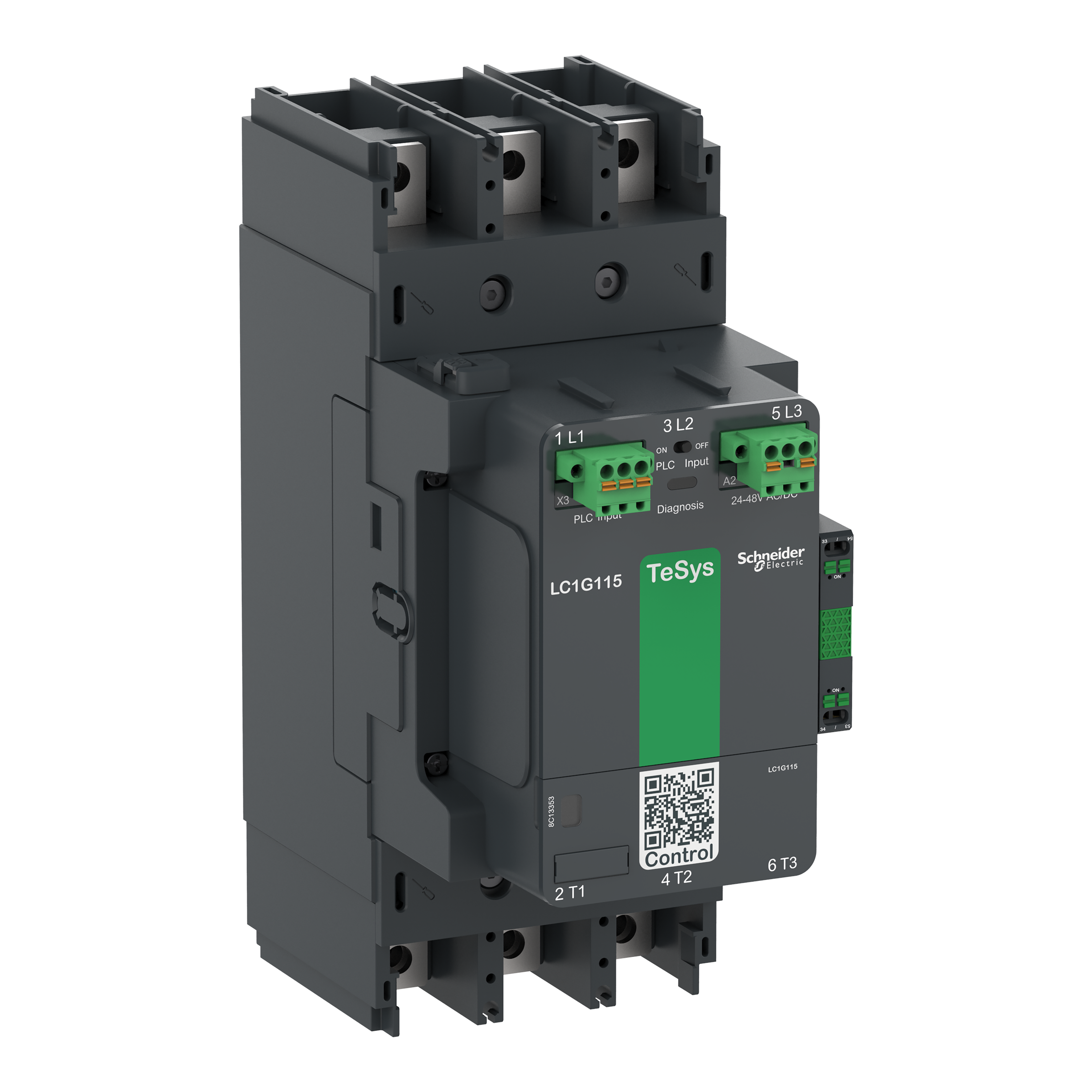 SCHNEIDER ELECTRIC - Contattore elevata potenza TeSys Giga, 3P (3NO), AC3 185A, versione Advanced, bobina elettronica 200…500V AC-DC