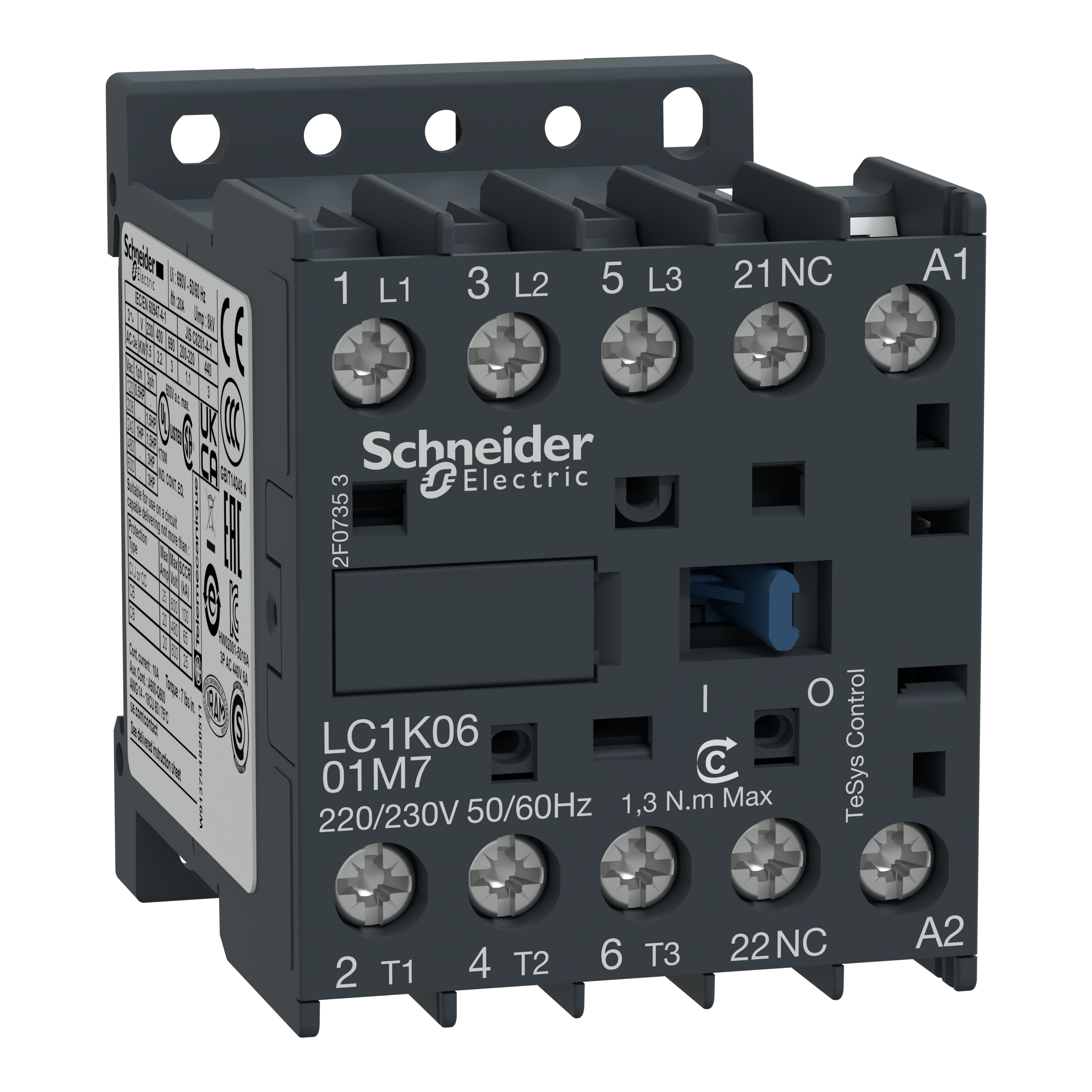 SCHNEIDER ELECTRIC - Contattore TeSys LC1K - 3 poli - AC3 440V 9 A - 110 V AC