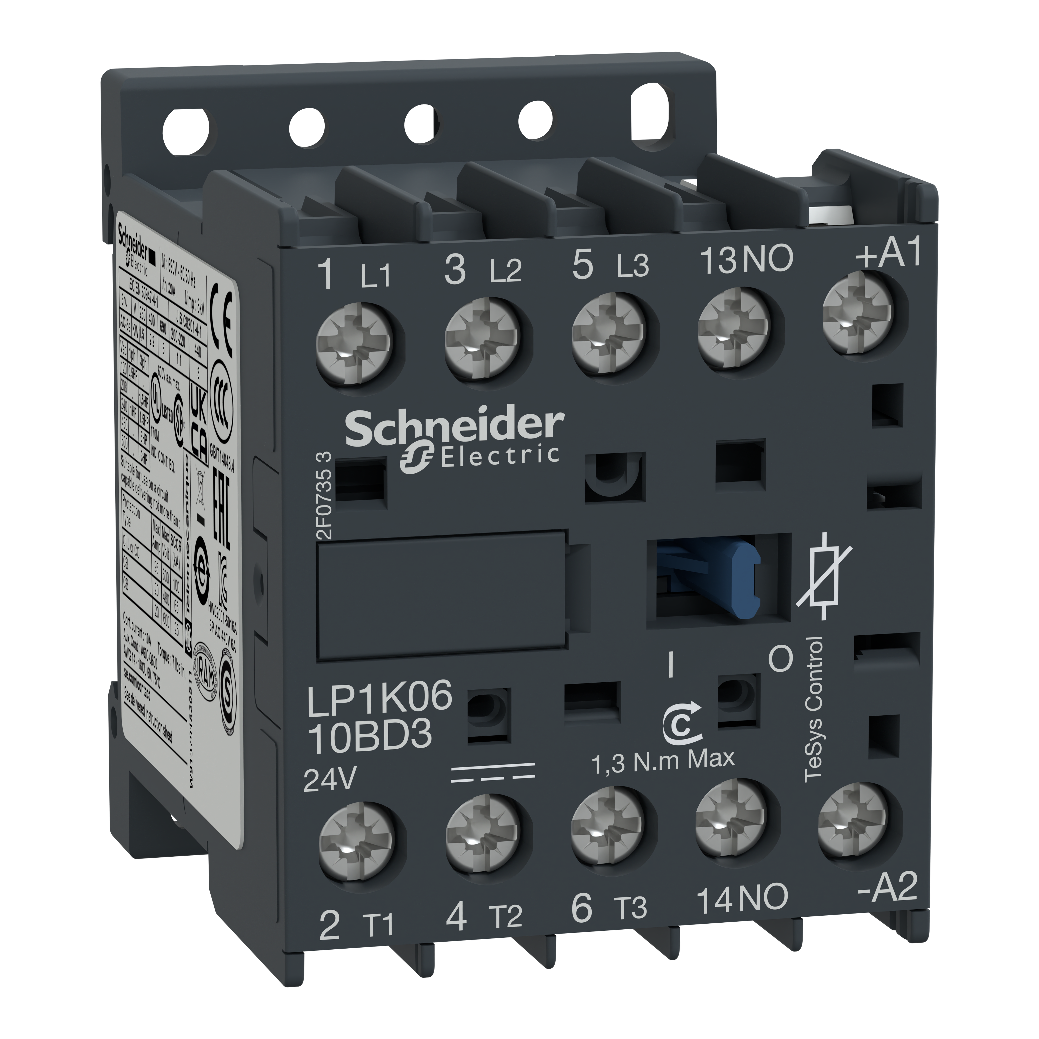 SCHNEIDER ELECTRIC - Contattore TeSys LP1-K - 3 poli - AC3 440V 6 A - 24 V CC