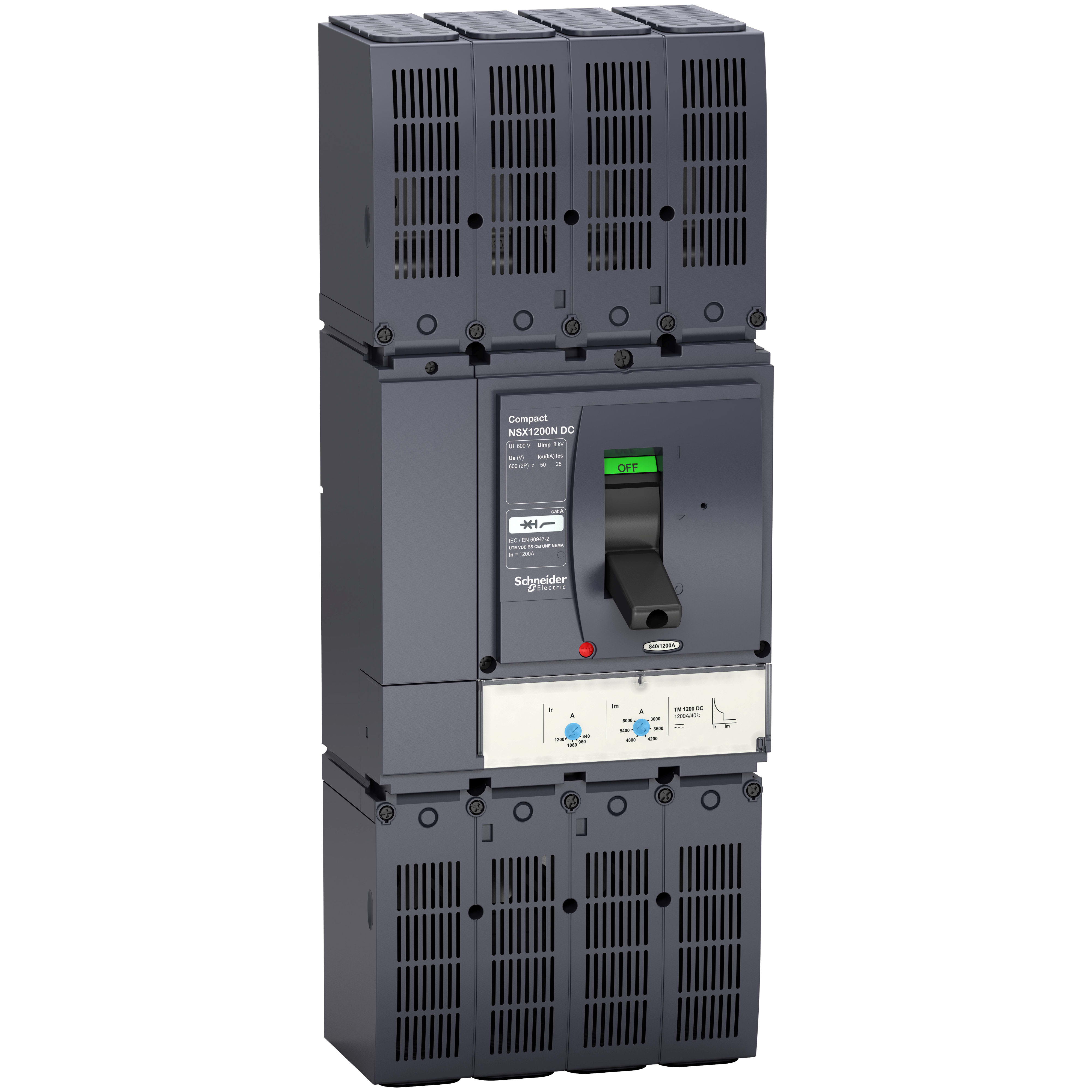SCHNEIDER ELECTRIC - Interruttore, Compact NSX630 TM-DC, 2P, 630A, 50kA a 600VDC, con connettore LV438549