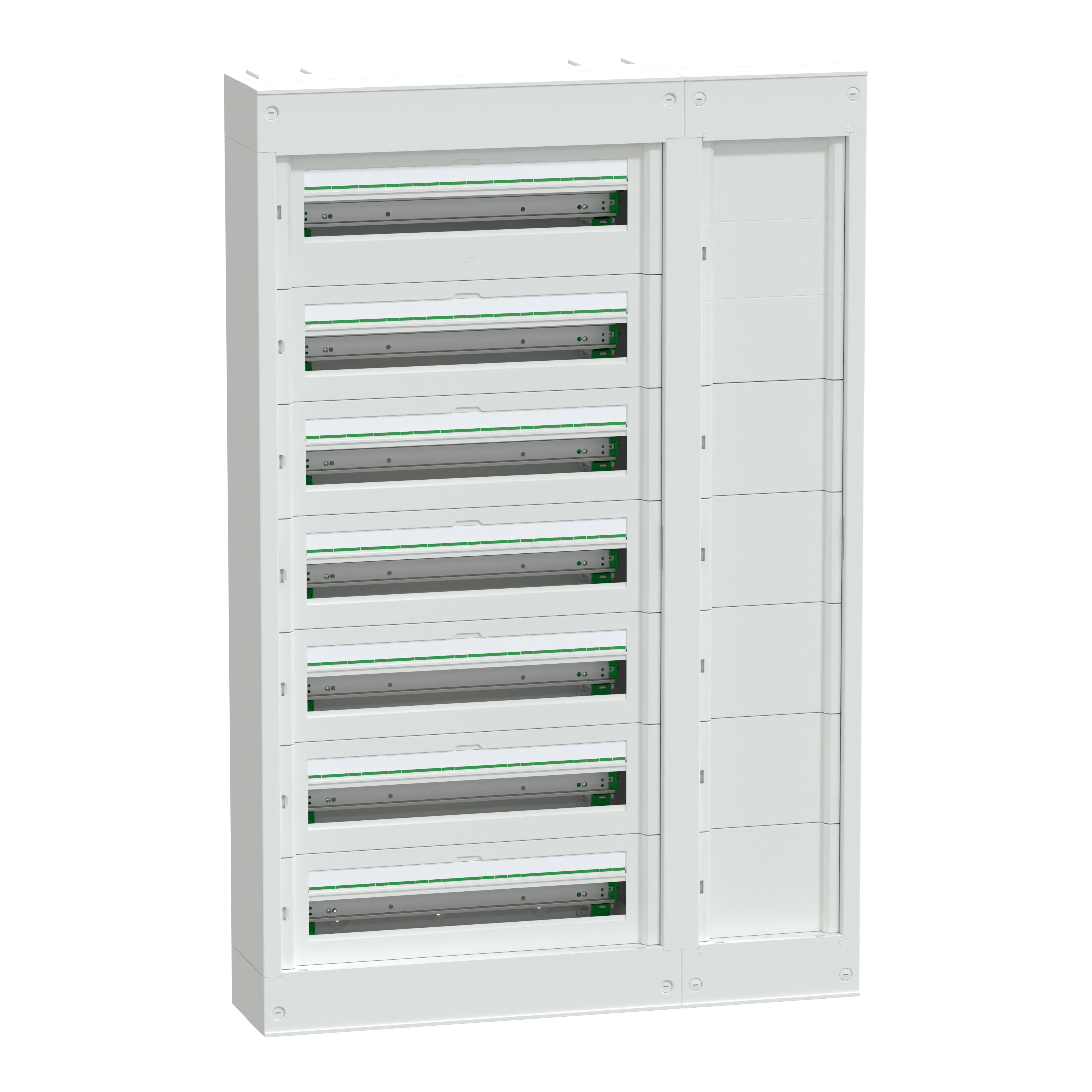 SCHNEIDER ELECTRIC - Centralino per apparecchi modulari con canalina laterale, PrismaSeT S, parete, 7 x 24 moduli, 1 morsettiera di terra, senza porta