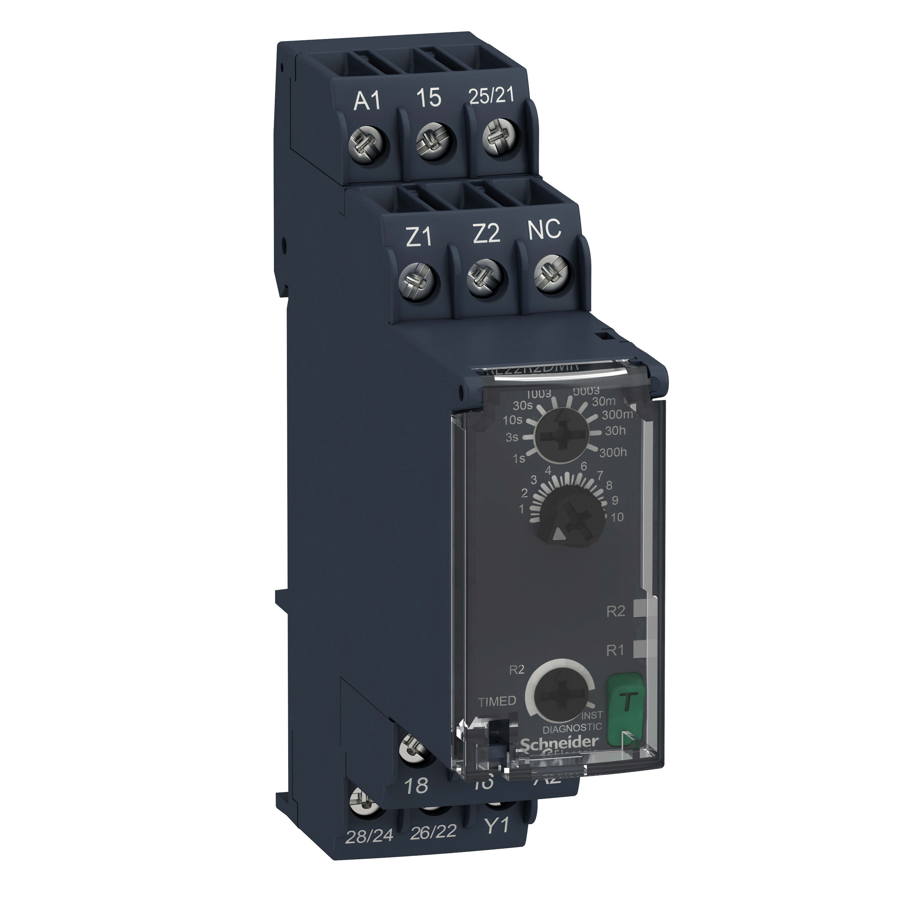SCHNEIDER ELECTRIC - Relè temporizzato bifunzione 0.05s…300h - 24…240V AC-DC - 2NC-NO