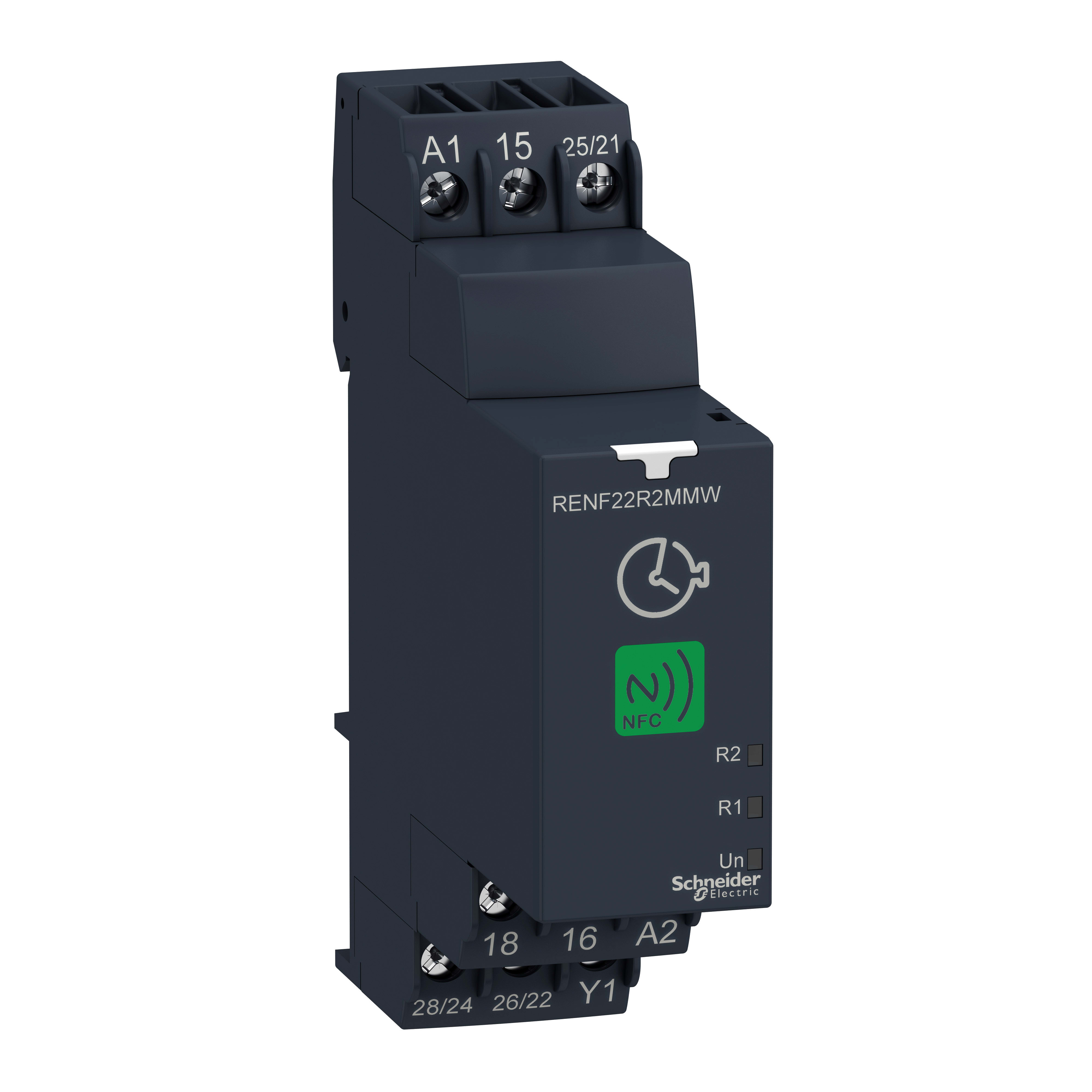 SCHNEIDER ELECTRIC - Relè temporizzato Harmony NFC modulare , 8 A, 2 NC-NO, 0.1 s…999 h, multifunzione, 24...240 V AC-DC