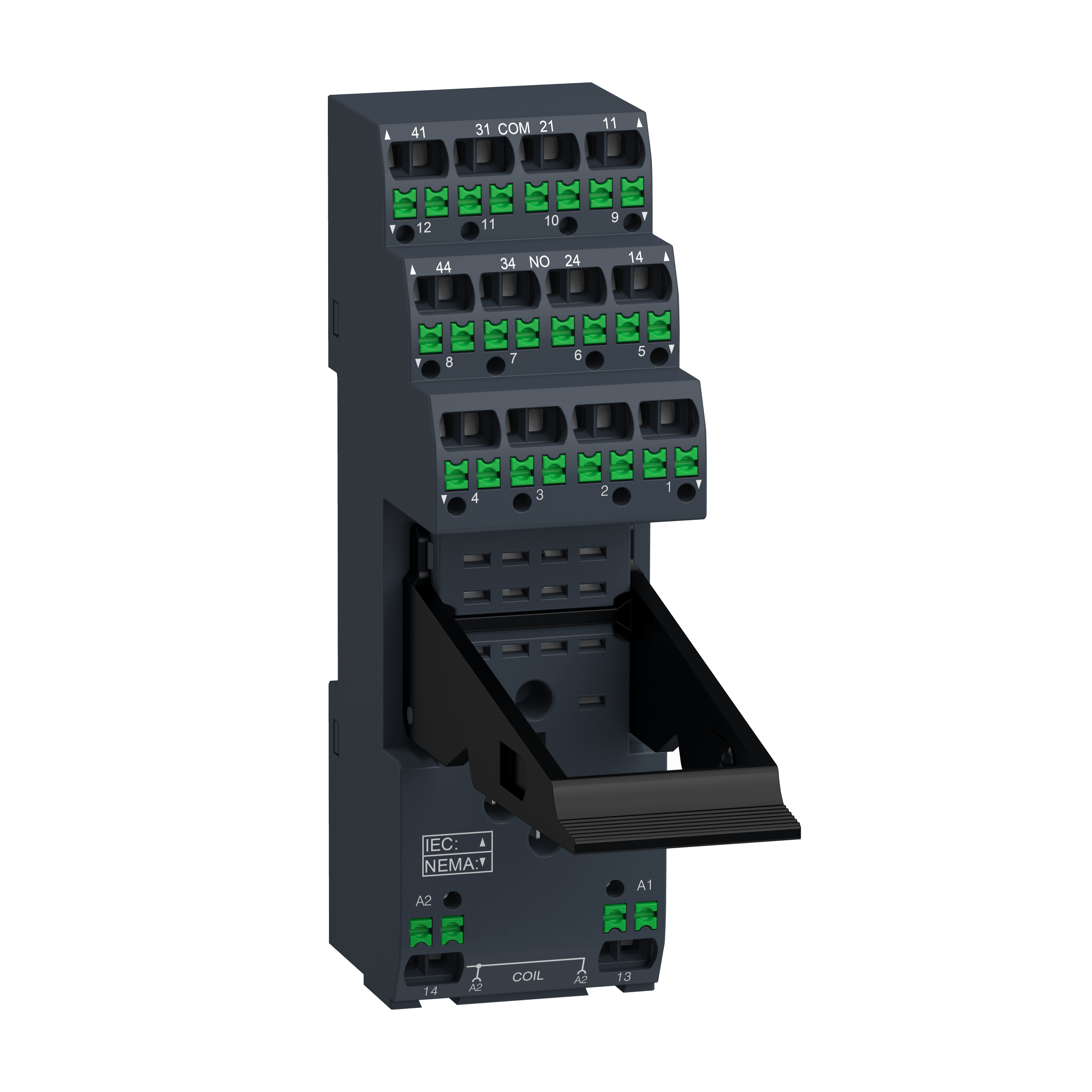 SCHNEIDER ELECTRIC - Base push-in RXZ con staffa di mantenimento, 12A-6A , per relè RXM2-RXM4