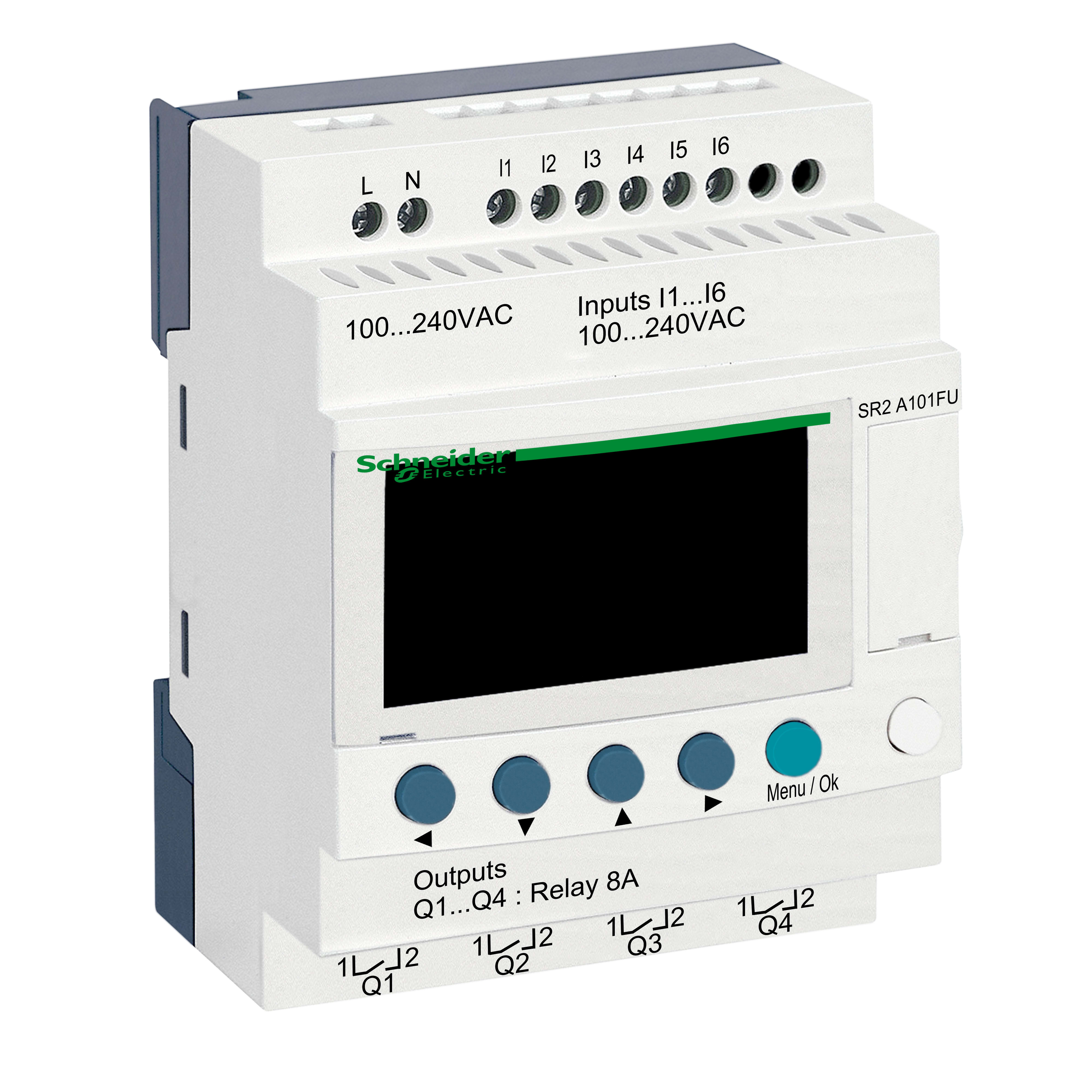 SCHNEIDER ELECTRIC - Smart relay comp. Zelio Logic - 10 I-O - 100..240 V CA - S-orologio - Display