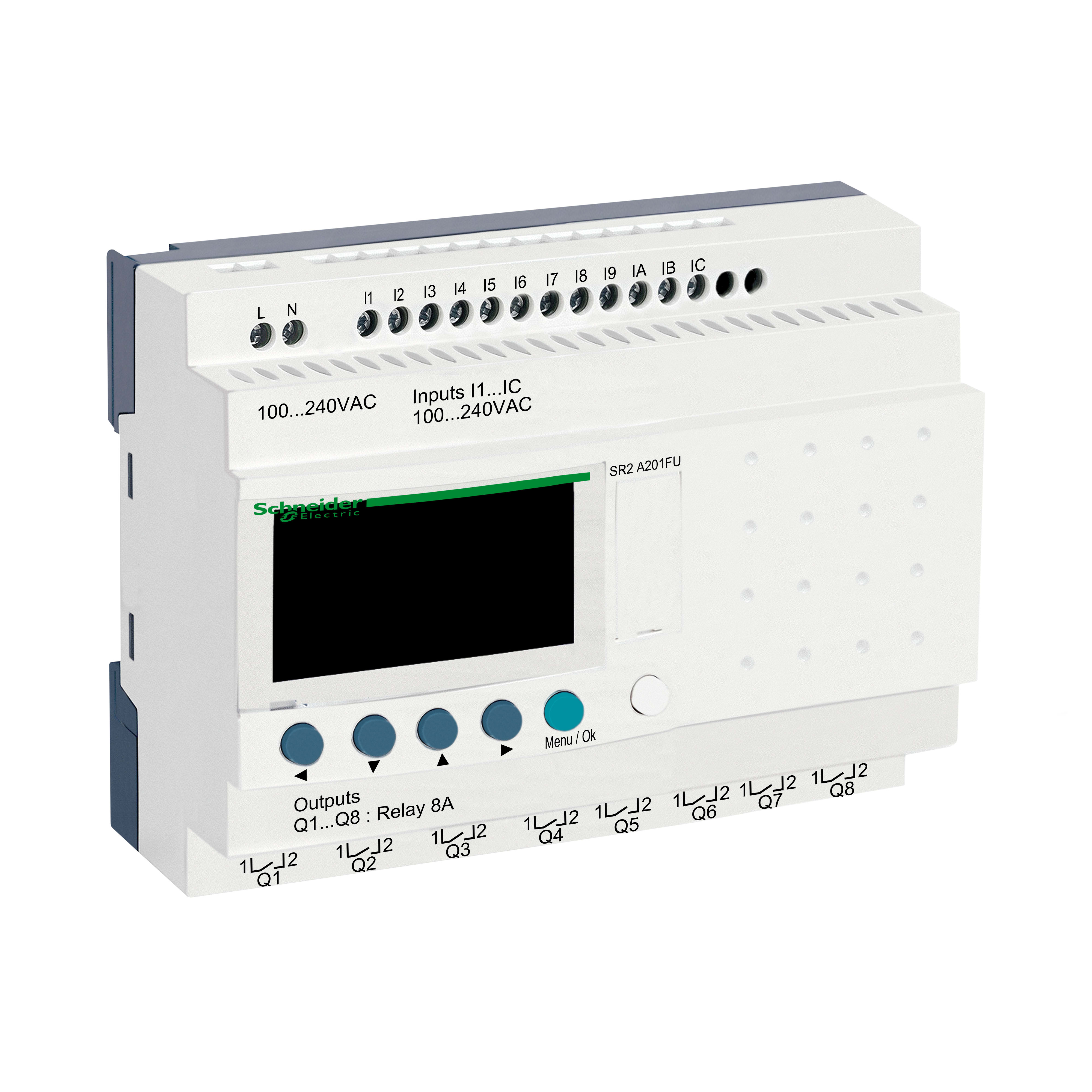 SCHNEIDER ELECTRIC - Smart relay comp. Zelio Logic - 20 I-O - 100..240 V CA - S-orologio - Display