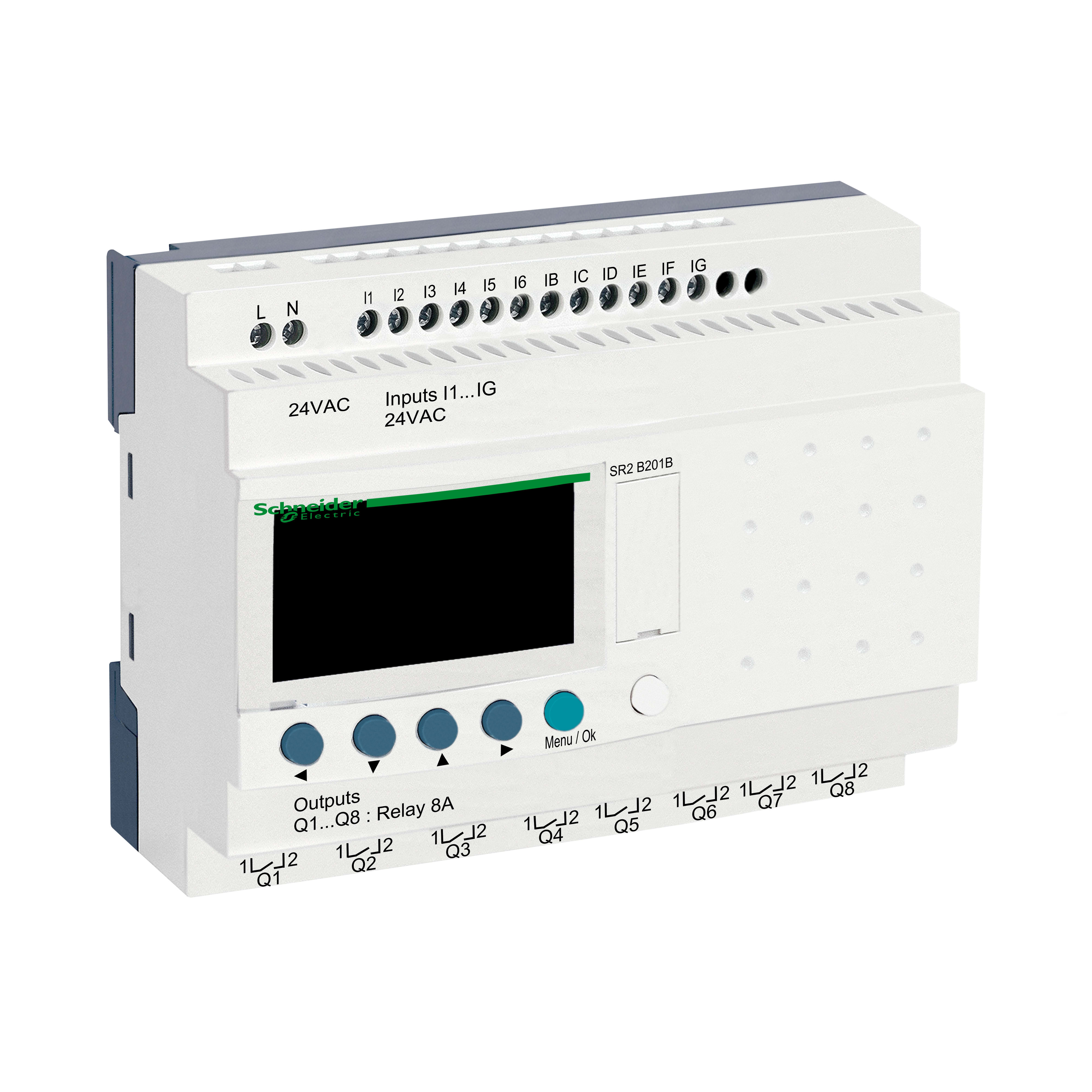 SCHNEIDER ELECTRIC - Smart relay compatto Zelio Logic - 20 I-O - 24 V CA - Orologio - Display