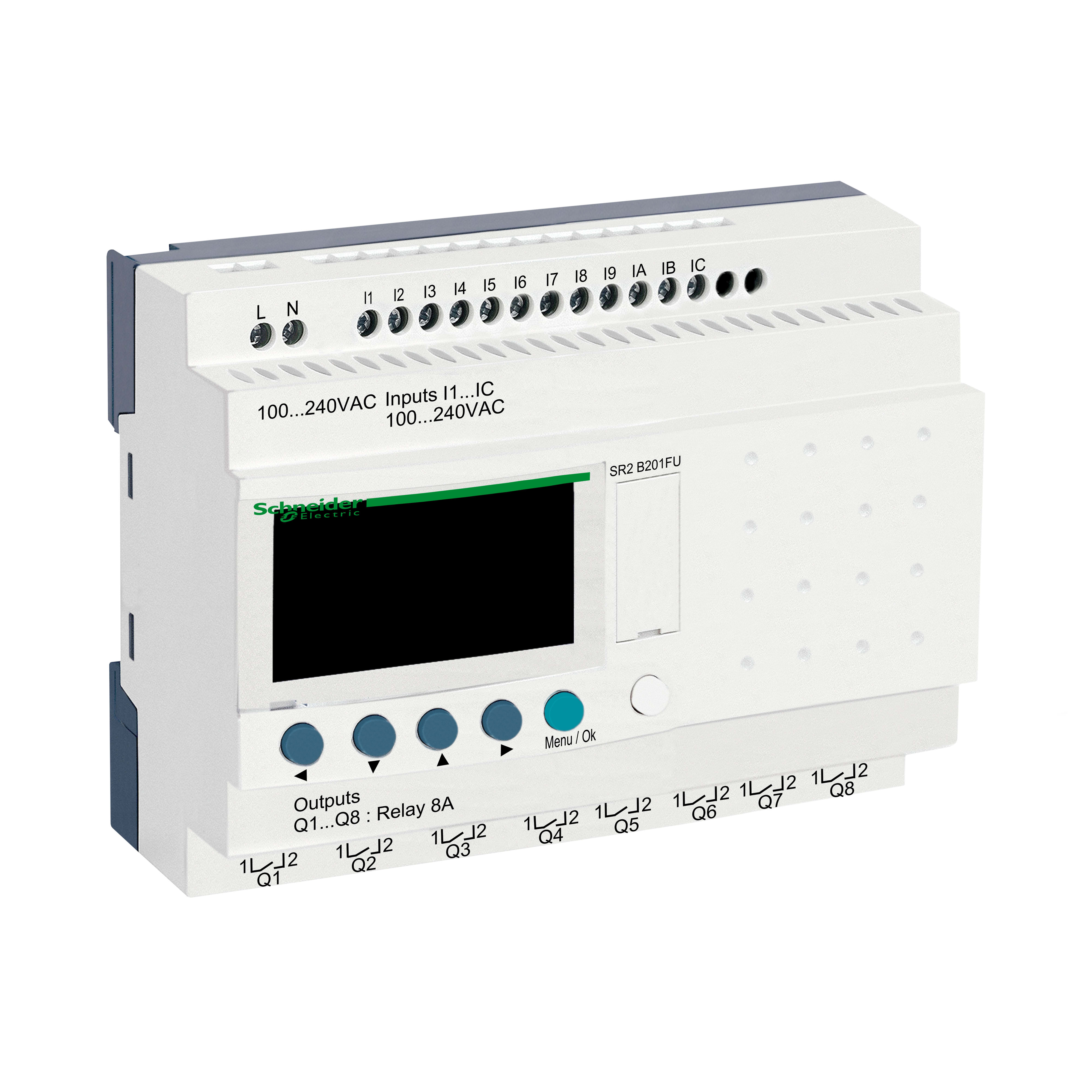 SCHNEIDER ELECTRIC - Smart relay comp. Zelio Logic - 20 I-O - 100..240 V CA - Orologio - Display