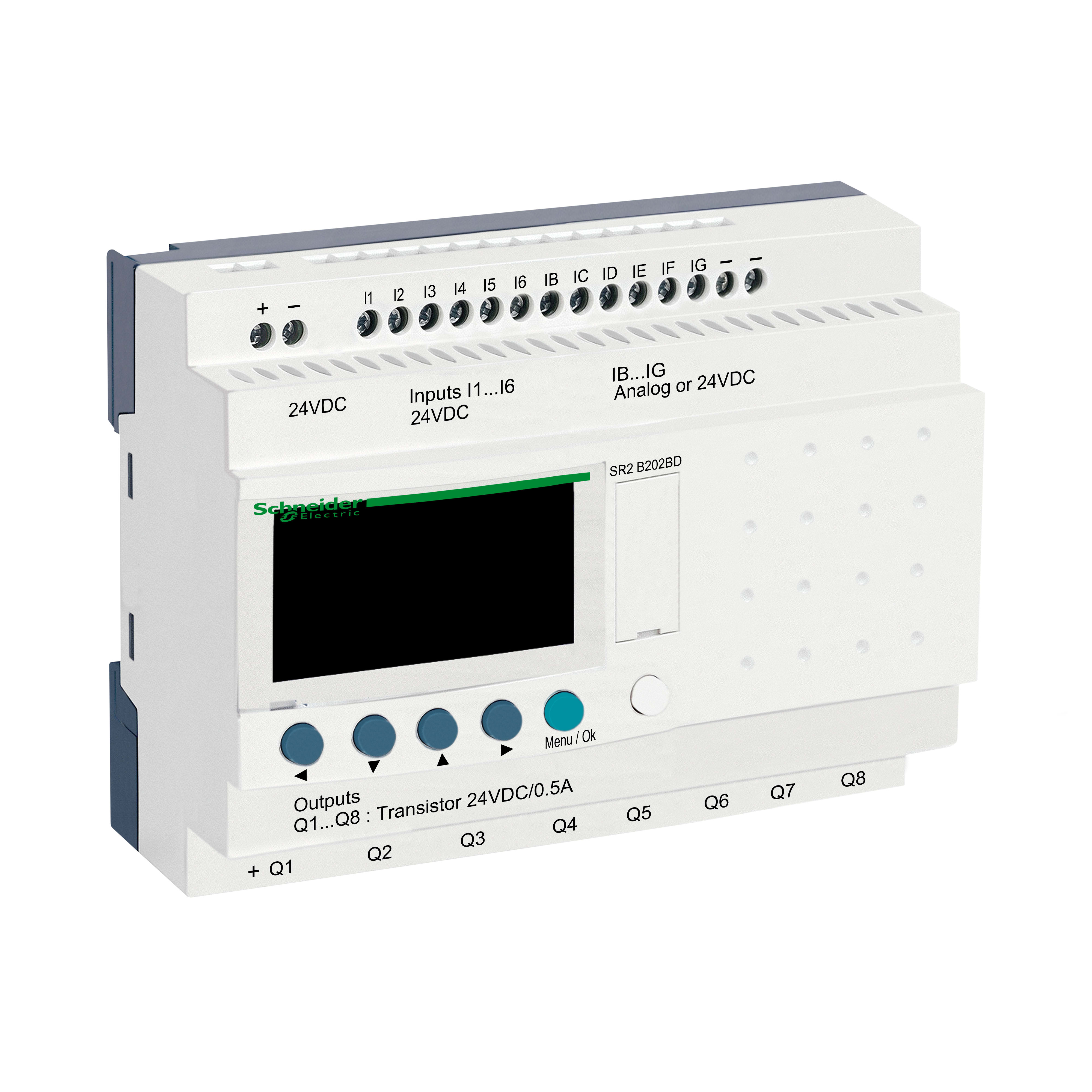 SCHNEIDER ELECTRIC - Smart relay compatto Zelio Logic - 20 I-O - 24 V CC - Orologio - Display