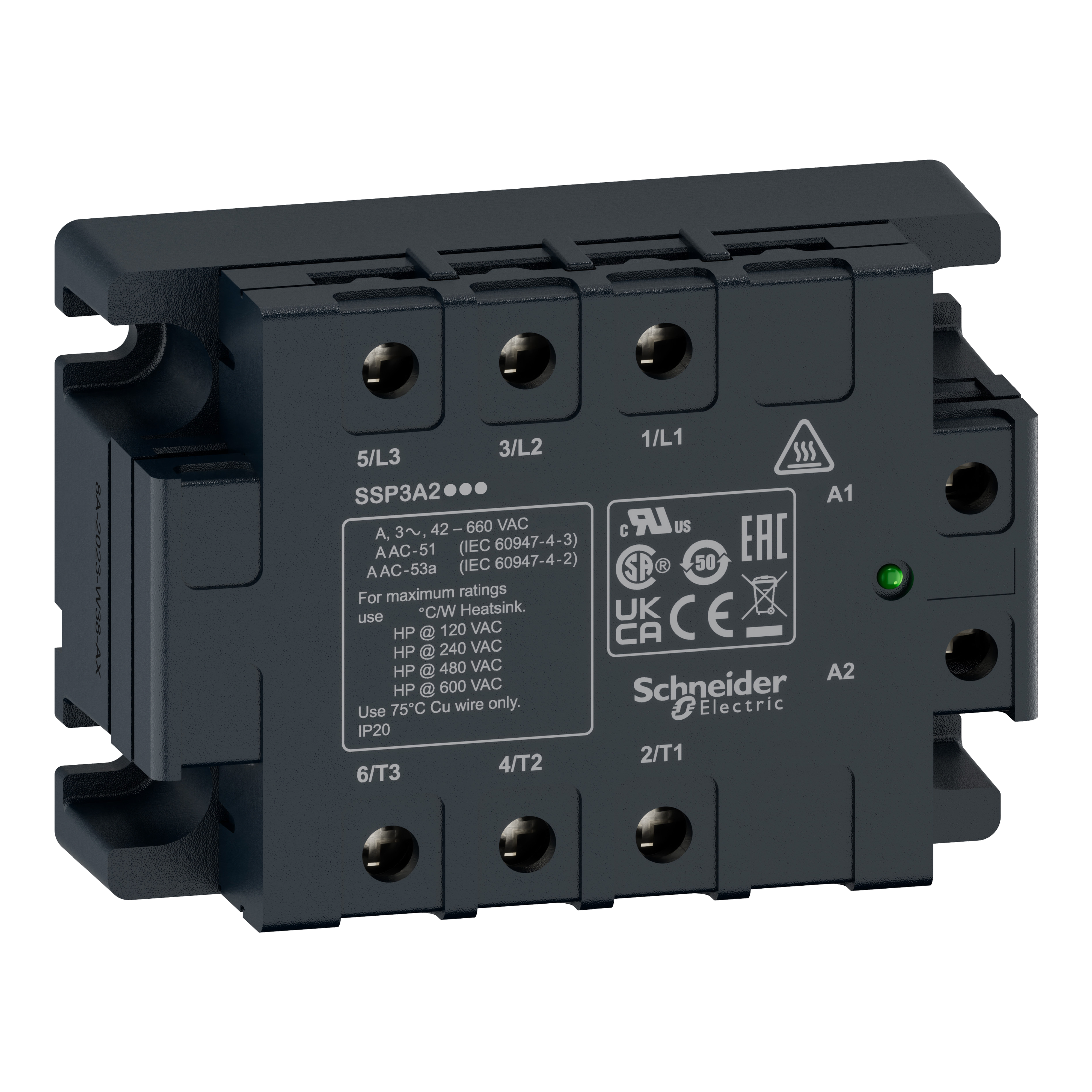 SCHNEIDER ELECTRIC - Relè statico - pannello - IN 4-32 VDC, OUT 48-530 VAC, 25 A - interf.term.