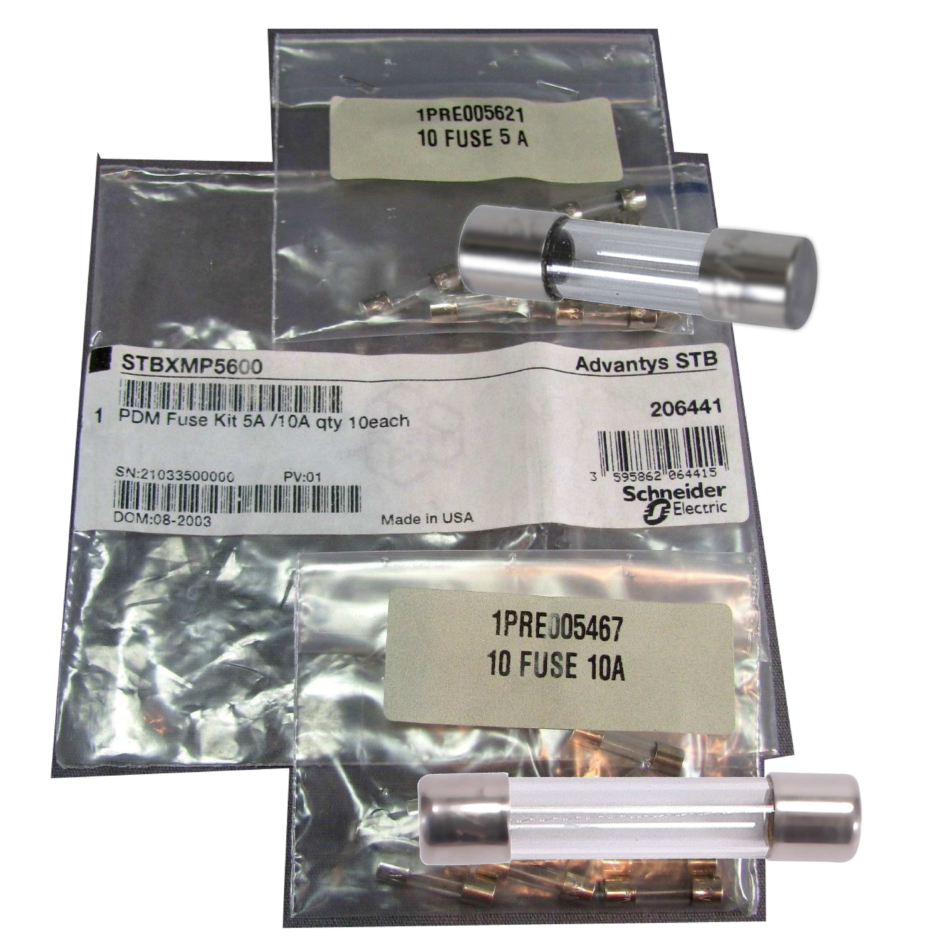 SCHNEIDER ELECTRIC - Modicon STB - Kit con fusibili PDM mont. - Per modulo I-O - 5 fusibili - 10 A