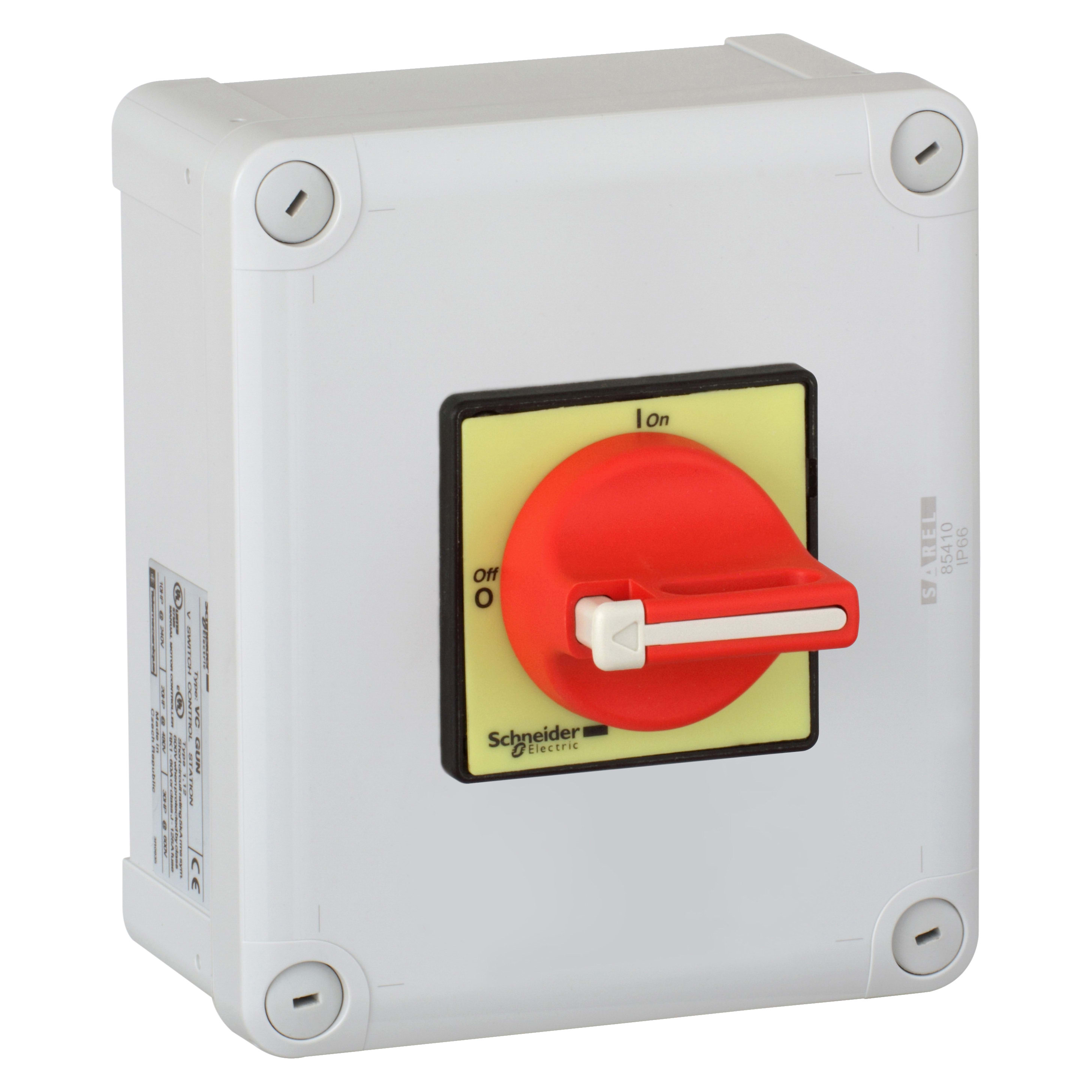 SCHNEIDER ELECTRIC - Inter. sez. Vario UL-CSA in cass. - 3 poli - 25 A - manovra rossa lucch.