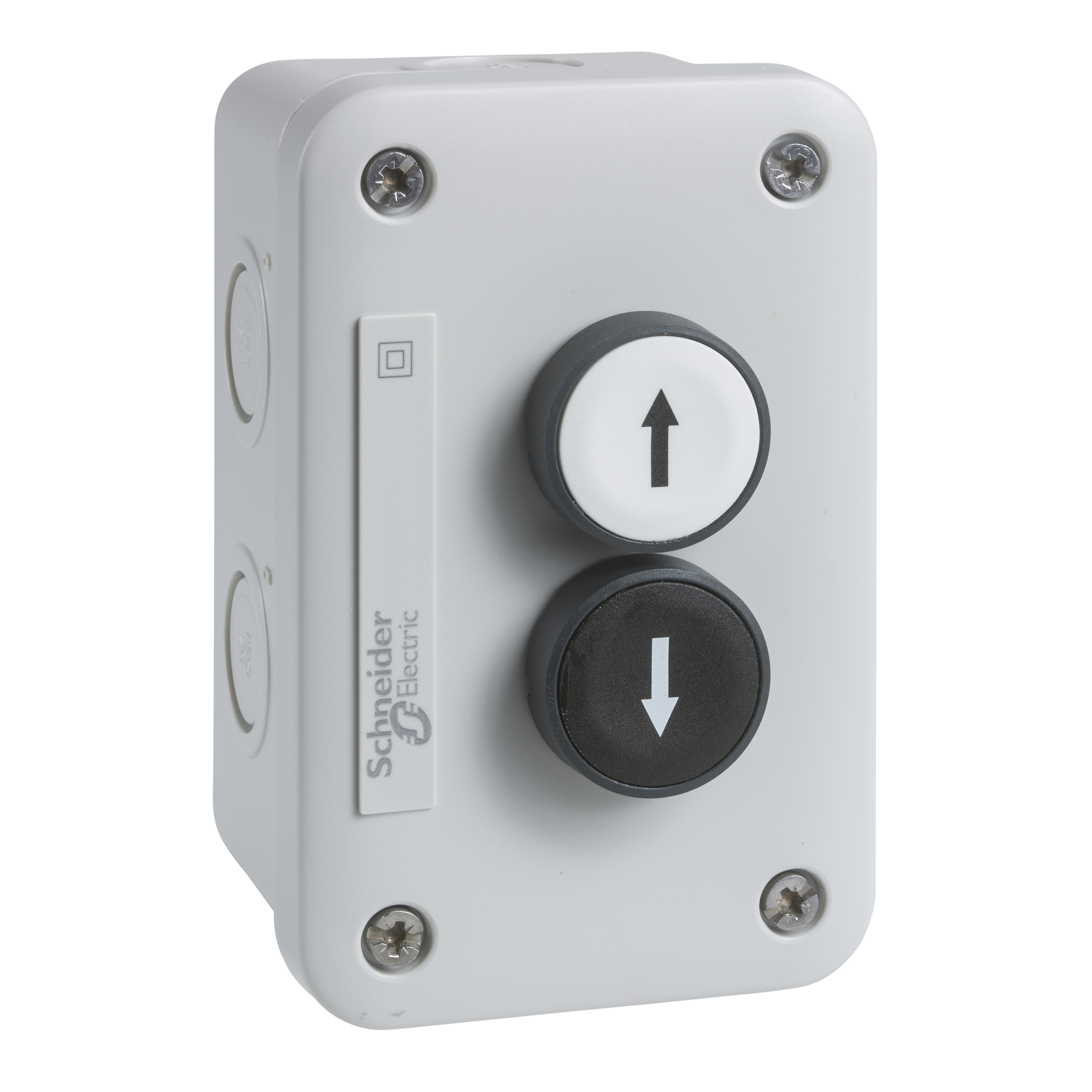 SCHNEIDER ELECTRIC - Pulsantiera, Harmony XALE, per XB7 22mm, colore grigio, 1 pulsante bianco con freccia salita, 1 pulsante nero con freccia discesa, 1NO + 1NO