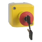 SCHNEIDER ELECTRIC - yellow station - 1 red mushroom head pushbutton diametro 40 key release 1NO+1NC
