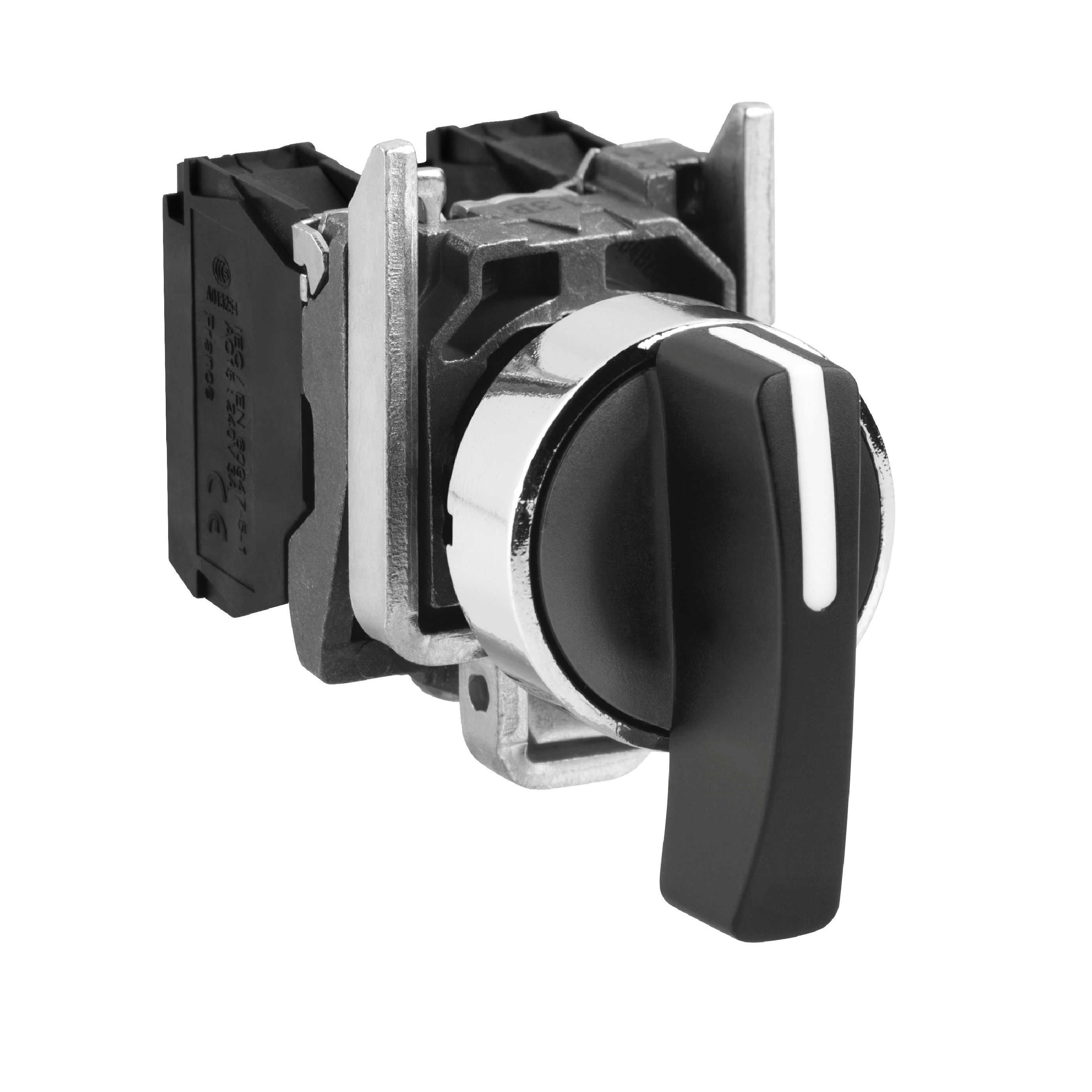 SCHNEIDER ELECTRIC - Selettore diametro 22 - 3 posizioni - con ritorno - leva LUNGA - nero - 2NO